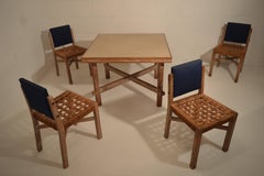 Game Table with Four Chairs in Cerused Oak by Marcel-Louis Baugniet, 1930s