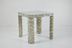 Game Table with Angel Wing Abalone and Brass Inlays Attributed Maitland Smith