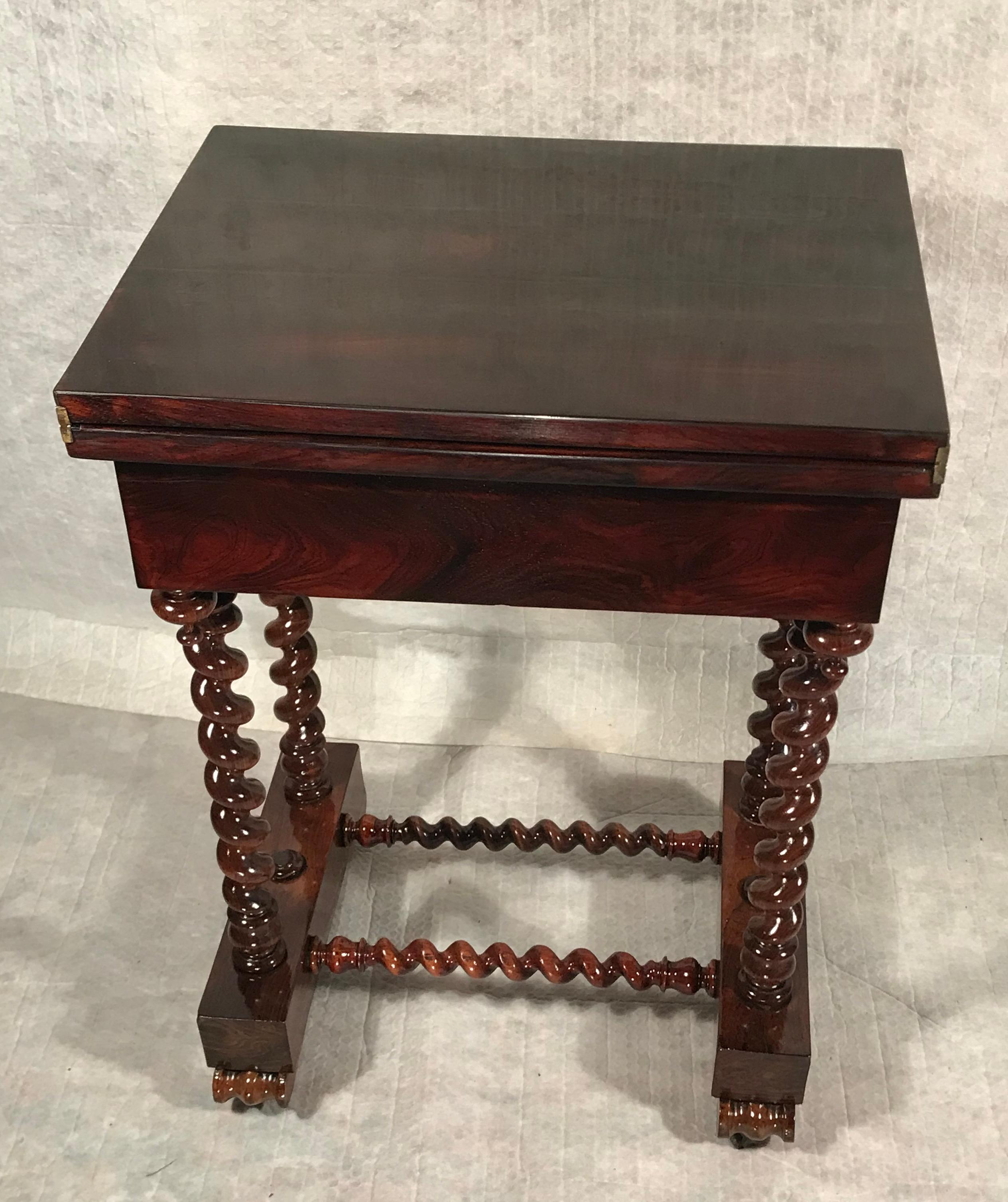 Kingwood Game Table with Backgammon and Chess Board, France 19th century For Sale