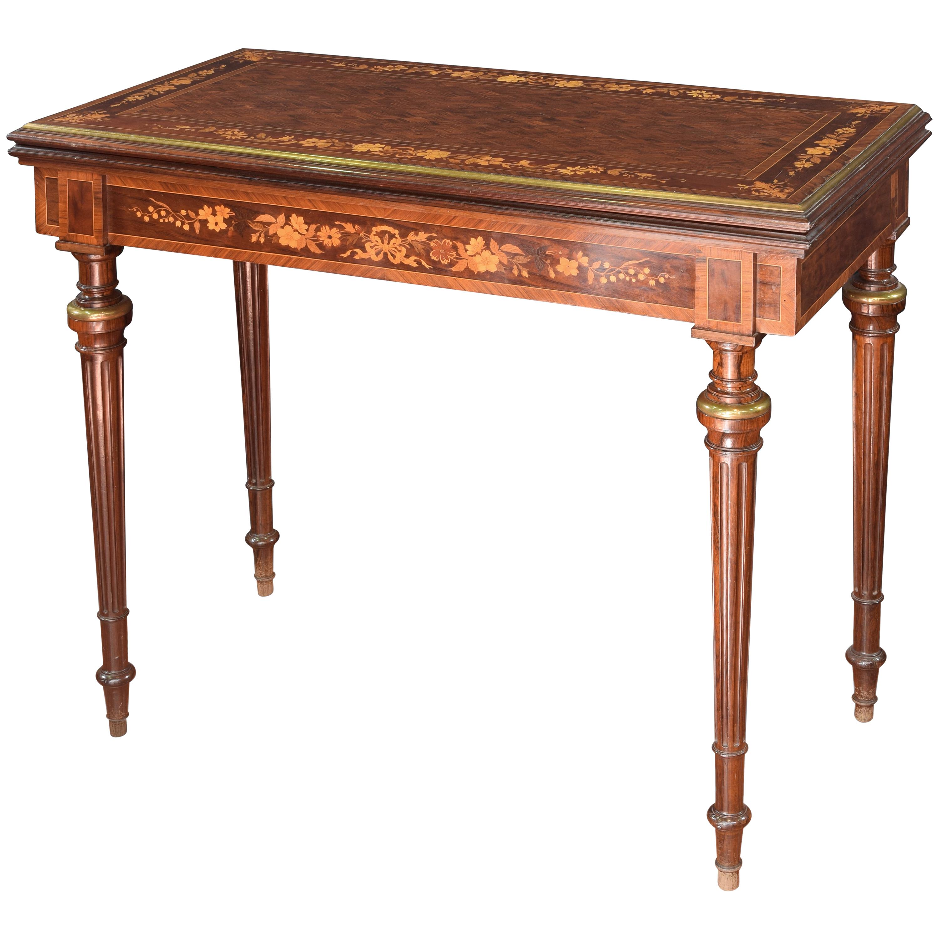 Game Table with Marquetry, 19th Century For Sale