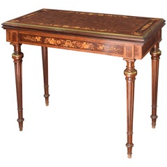 Used Game Table with Marquetry, 19th Century