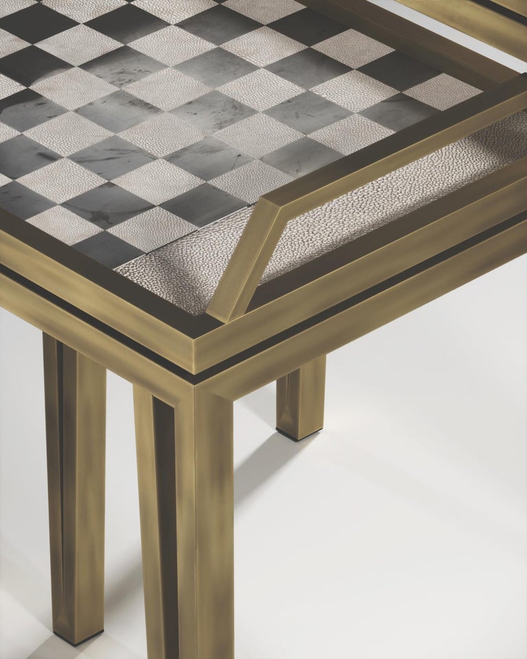 Game Tables in Cream Shagreen, Black Shell and Black Metal by R&Y Augousti For Sale 1