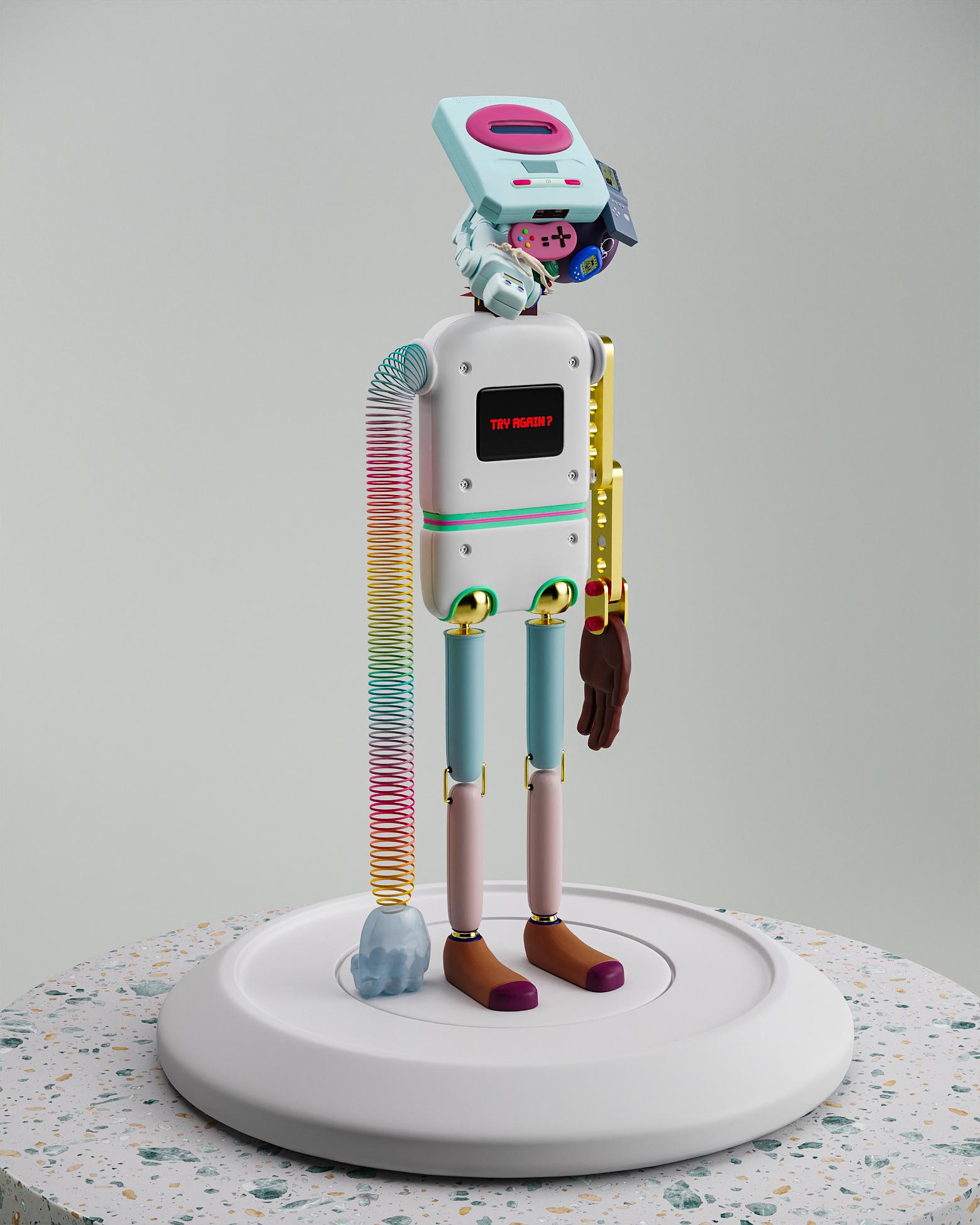 Scultura contemporanea a tecnica mista in edizione limitata Gameboy di Taras Yoom in vendita 1