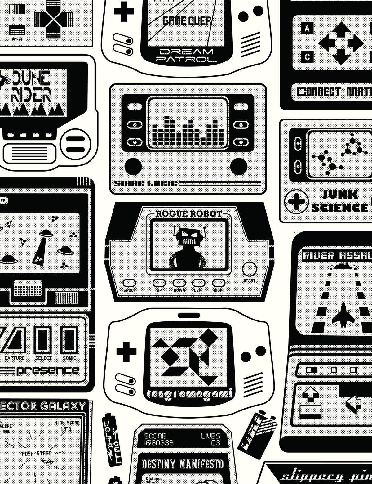 Gameland Designer-Tapete in Holzkohle „Schwarz und Weiß“ (Moderne) im Angebot