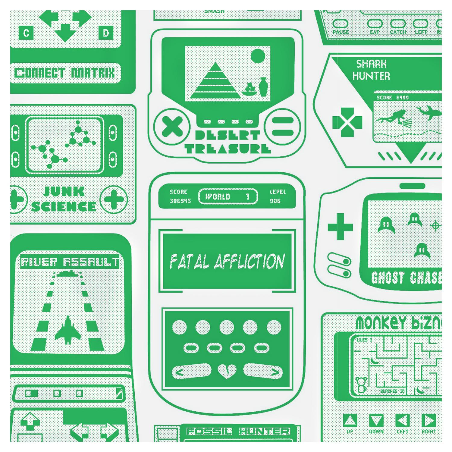 Gameland Designer Wallpaper in Lizard 'Kelly Green and Pale Grey'
