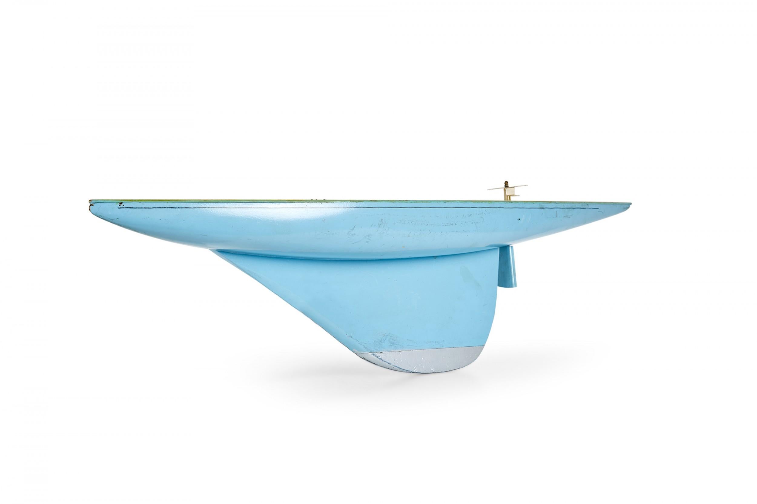Games' Industries Mid-Century English Blue Painted Wooden Ship's Hull Model For Sale 3
