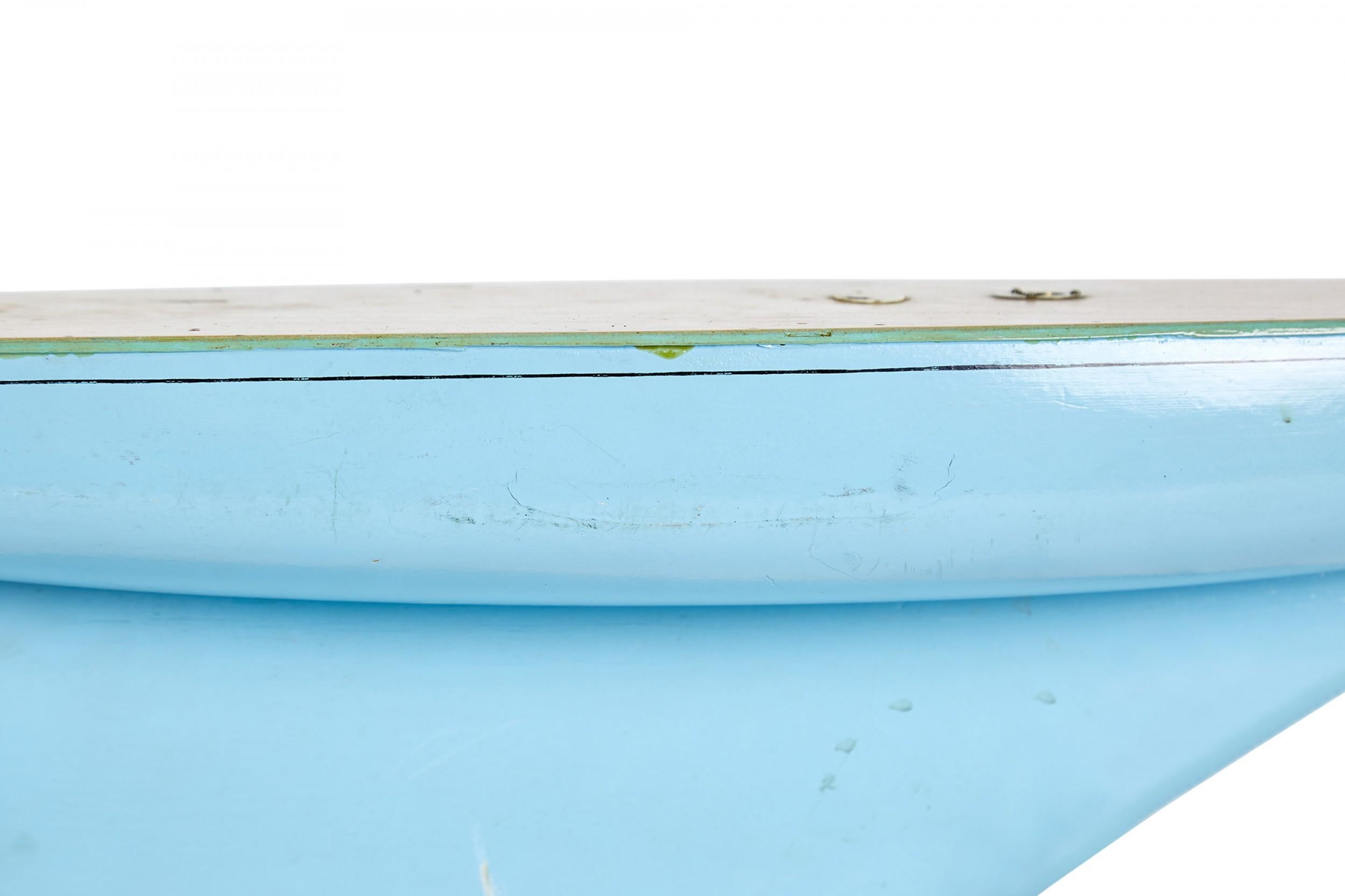 Games' Industries Mid-Century English Blue Painted Wooden Ship's Hull Model For Sale 5
