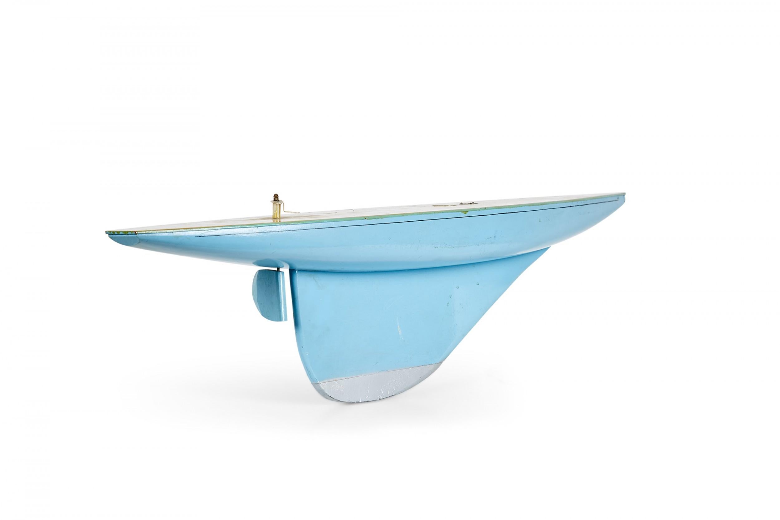 Games' Industries Mid-Century English Blue Painted Wooden Ship's Hull Model For Sale 7