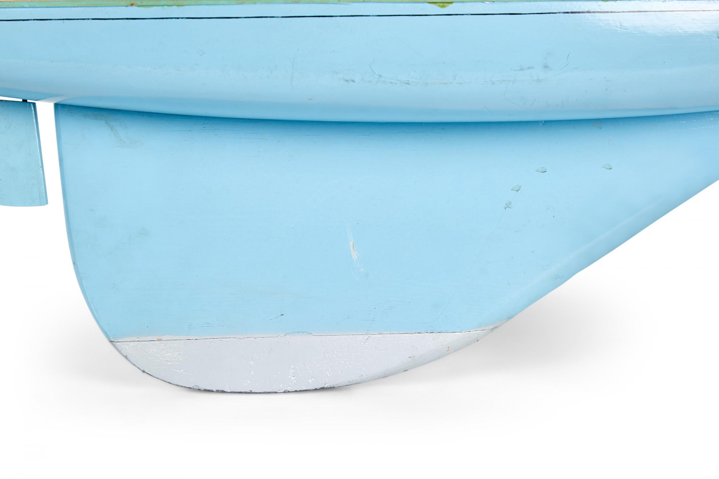 British Games' Industries Mid-Century English Blue Painted Wooden Ship's Hull Model For Sale