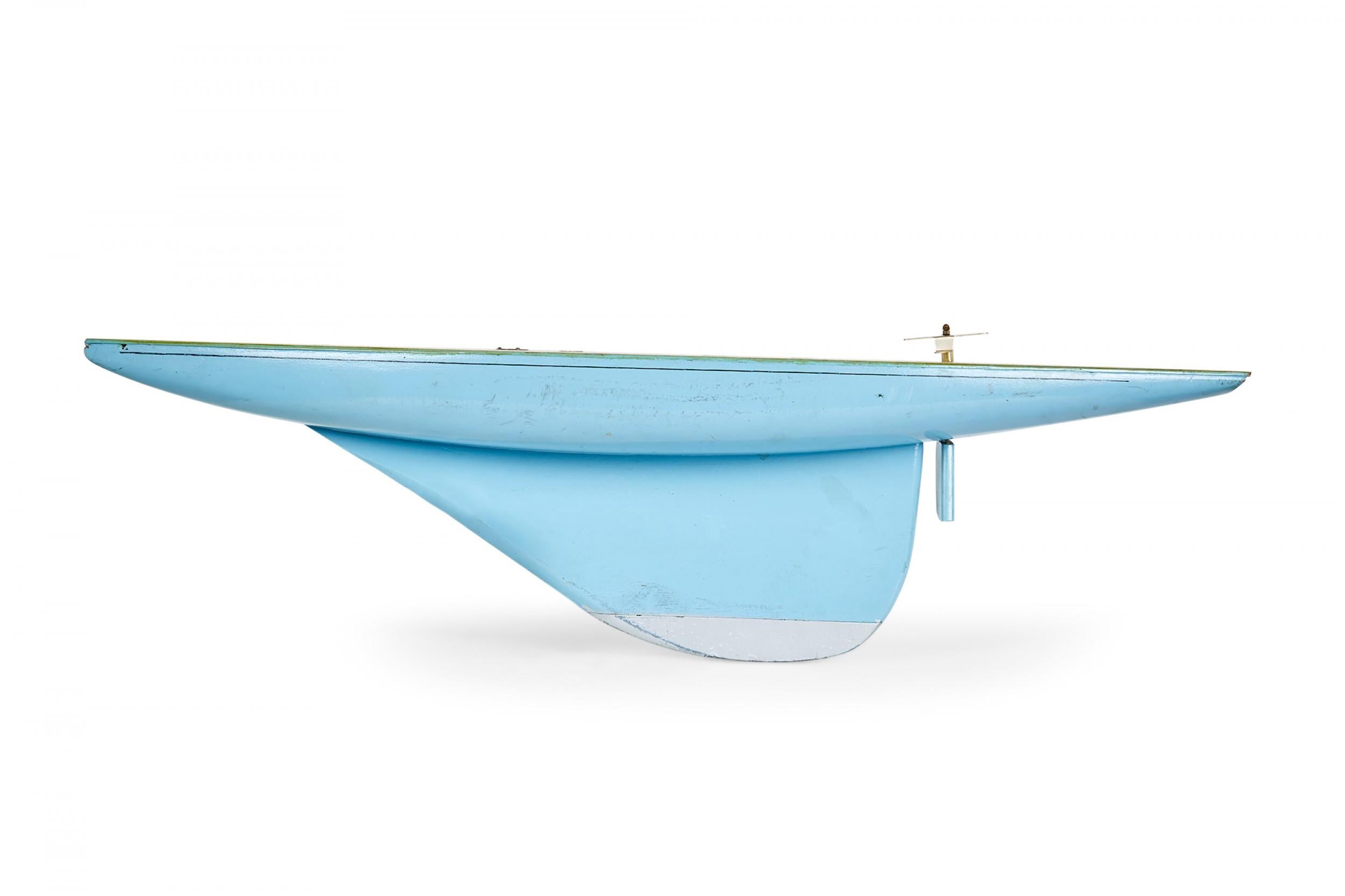Games' Industries Mid-Century English Blue Painted Wooden Ship's Hull Model For Sale 1