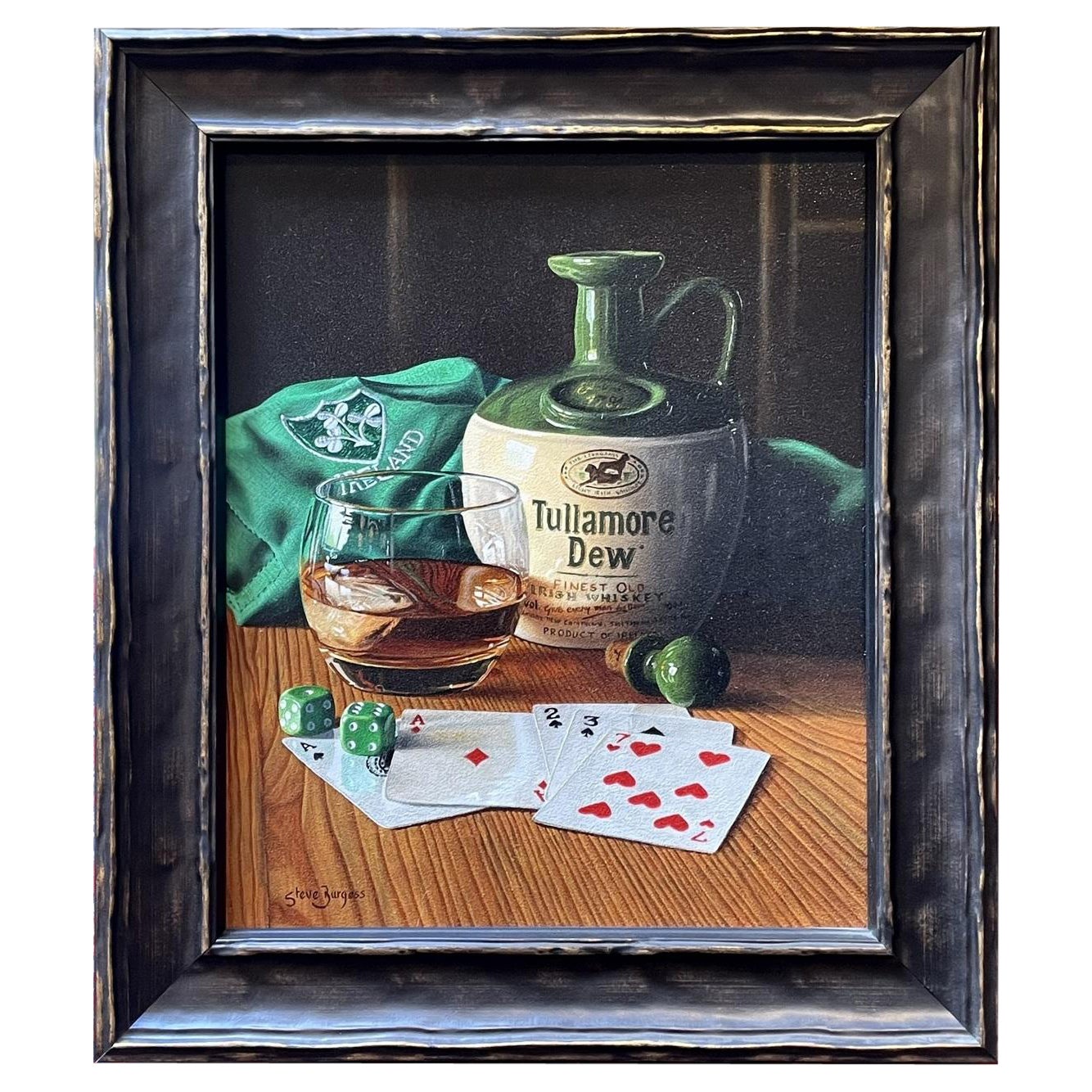 Spieleabend  Ölgemälde auf Karton von Steve Burgess, „Tullamore Dew“, irische Rugby im Angebot