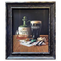 Nacht auch bei Spielen – Ölgemälde auf Karton von Steve Burgess Guinness, „Tullamore Dew“, Guinness