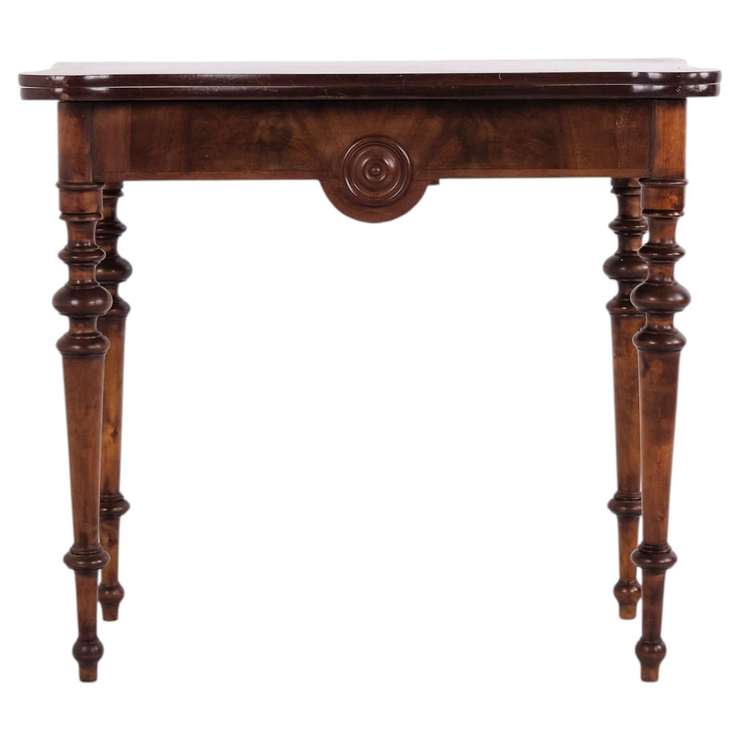 Games Table in Polished Mahogany with Brass Mounts from the 1860s