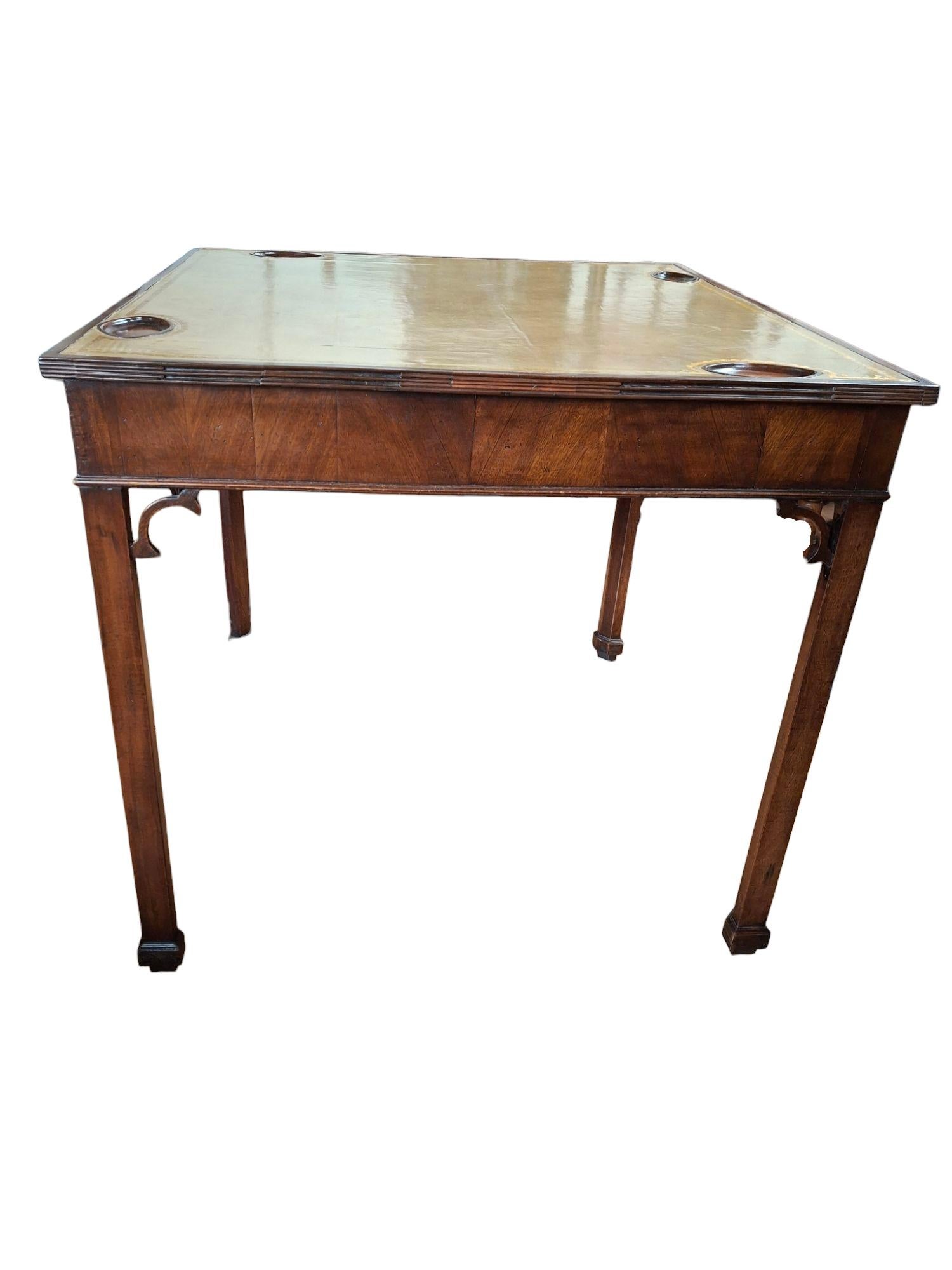 Games Table w/Tooled Leather Top 5