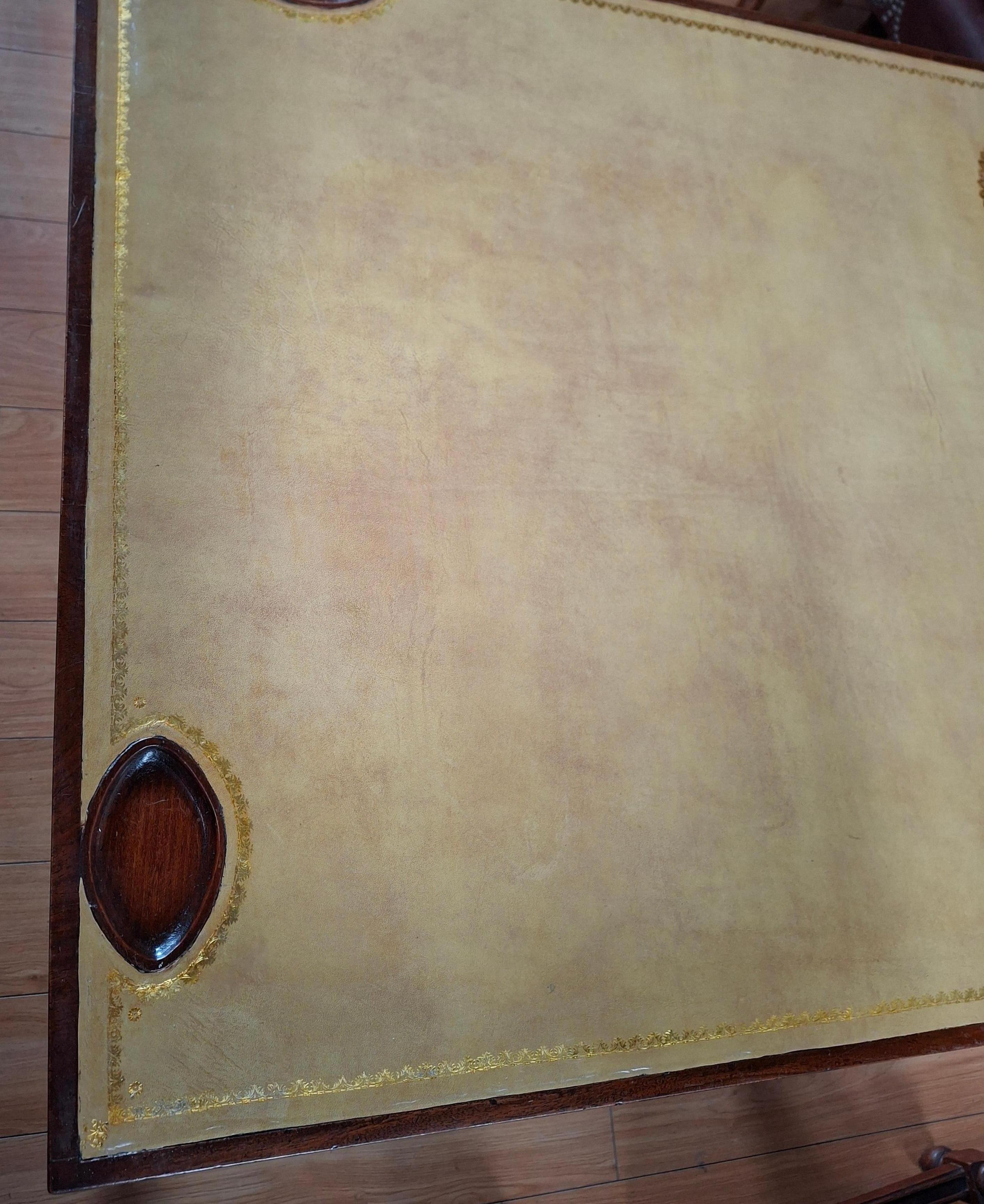 Games Table w/Tooled Leather Top 7