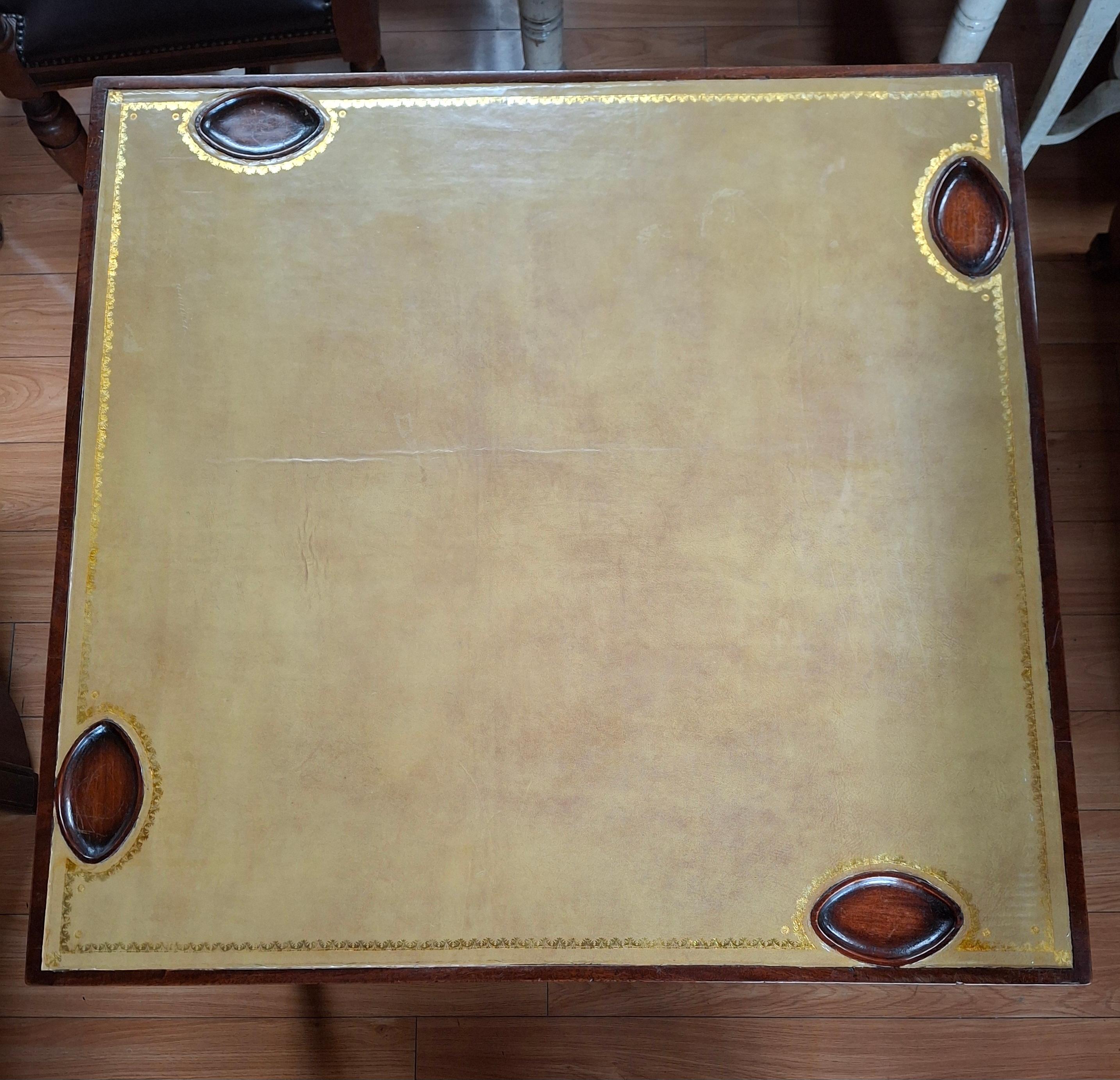 Games Table w/Tooled Leather Top 8
