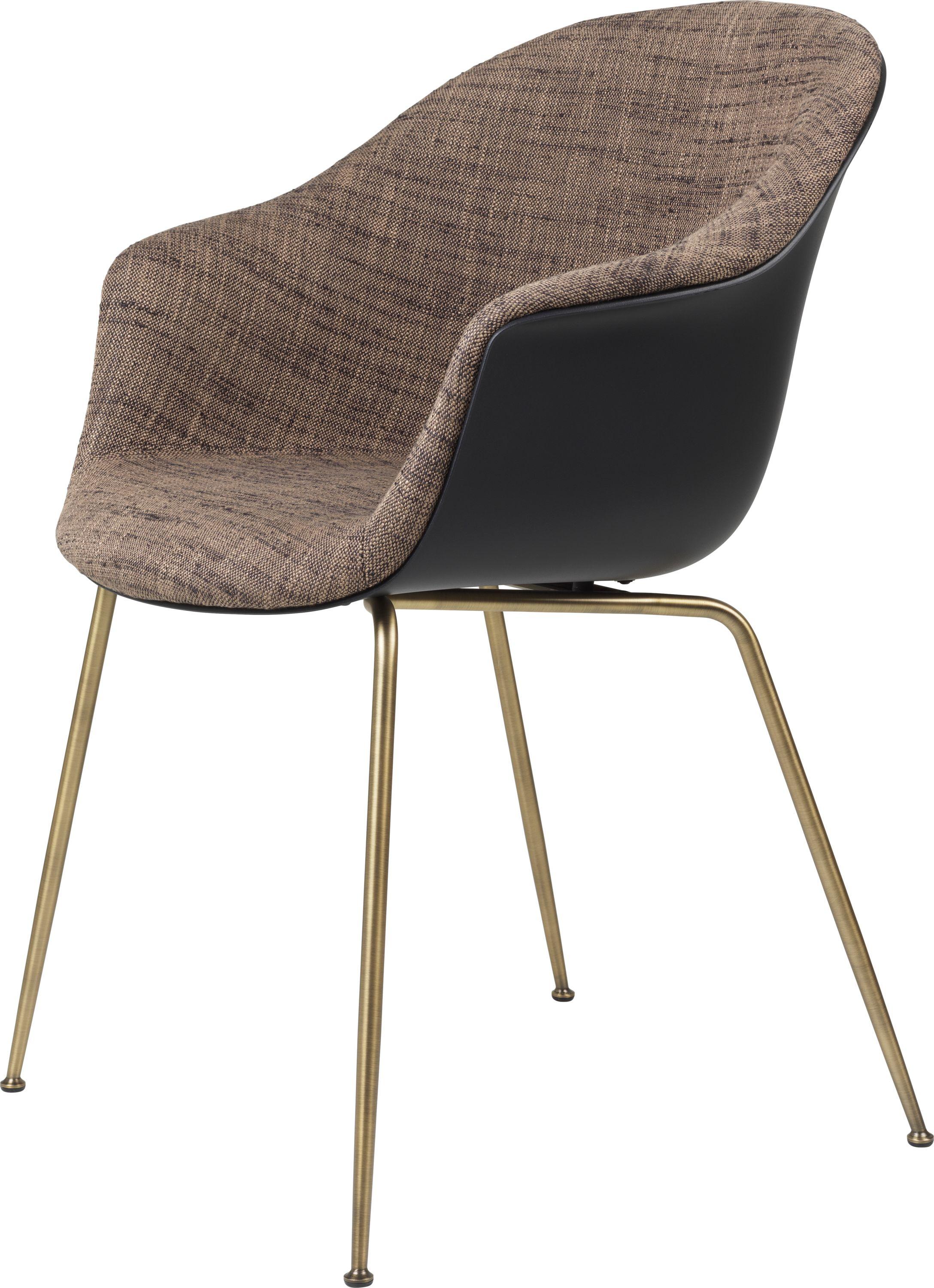 GamFratesi 'Bat' Dining Chair in Brown and White with Antique Brass Conic Base 6