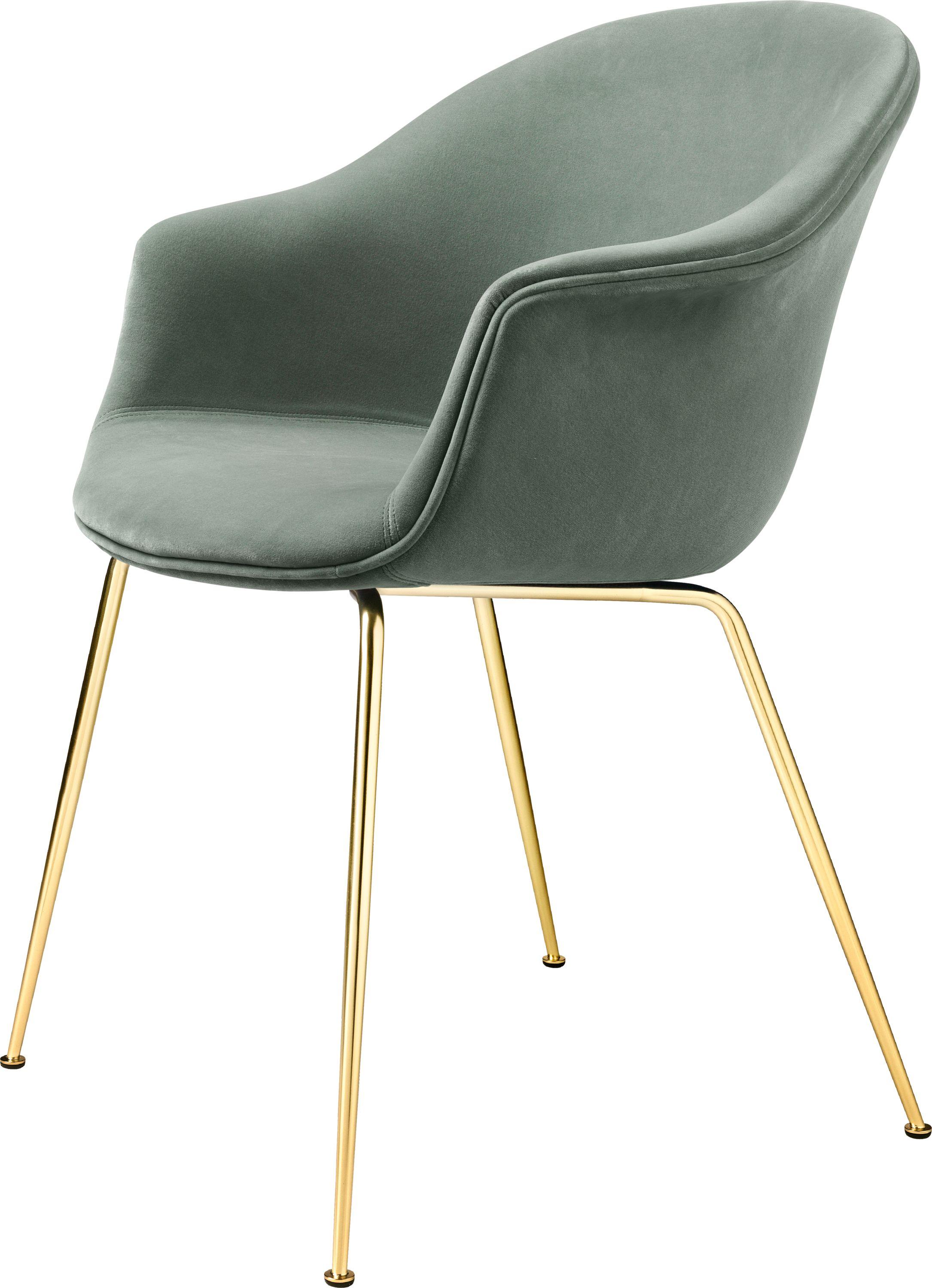 GamFratesi 'Bat' Dining Chair in Brown with Antique Brass Conic Base 5