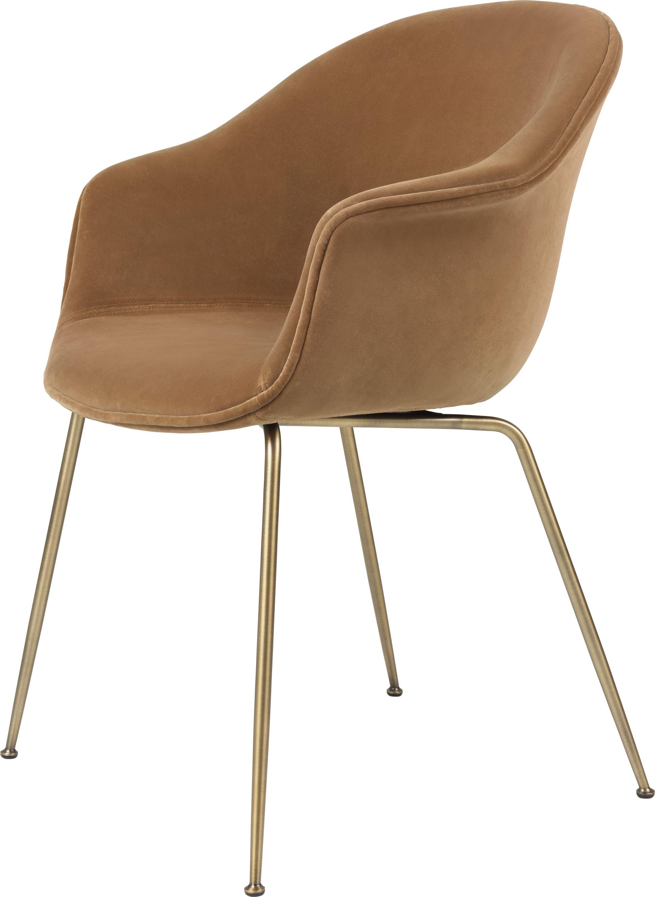 GamFratesi 'Bat' Dining Chair in Brown with Antique Brass Conic Base 2