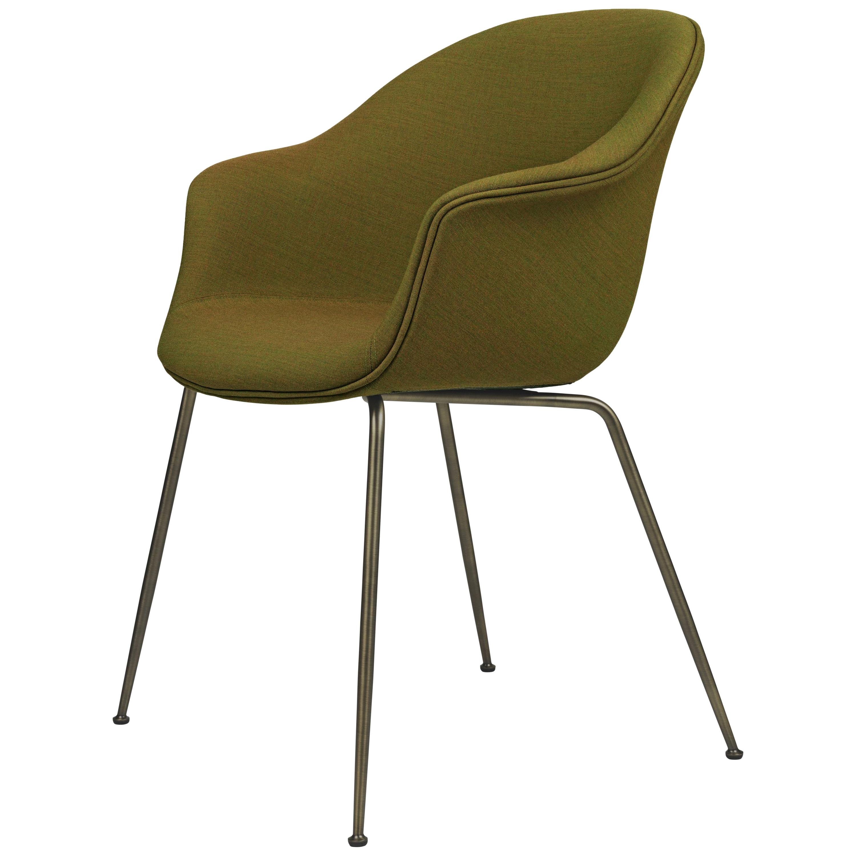 GamFratesi 'Bat' Dining Chair in Green with Antique Brass Conic Base