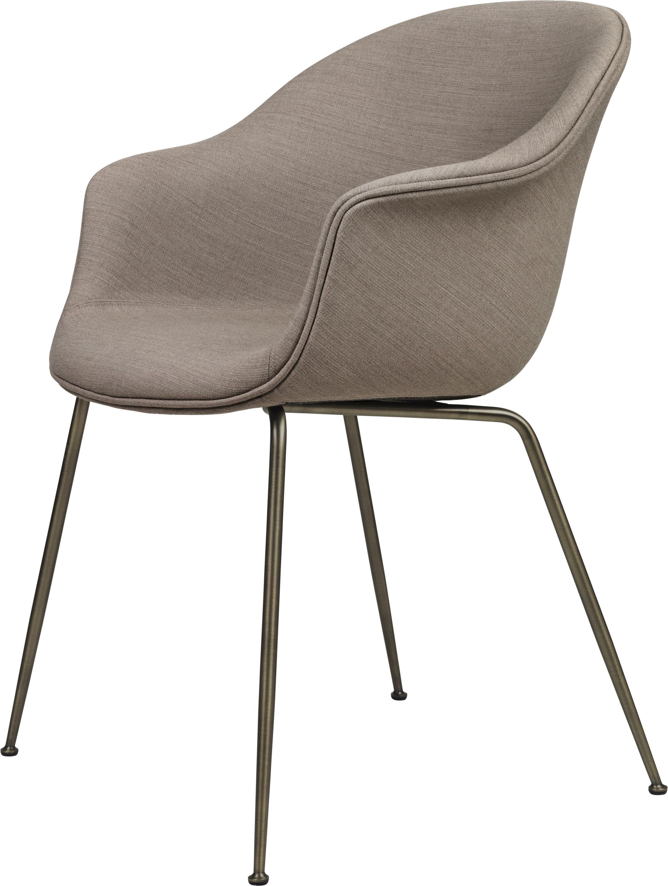 Scandinavian GamFratesi 'Bat' Dining Chair in Grey with Antique Brass Conic Base