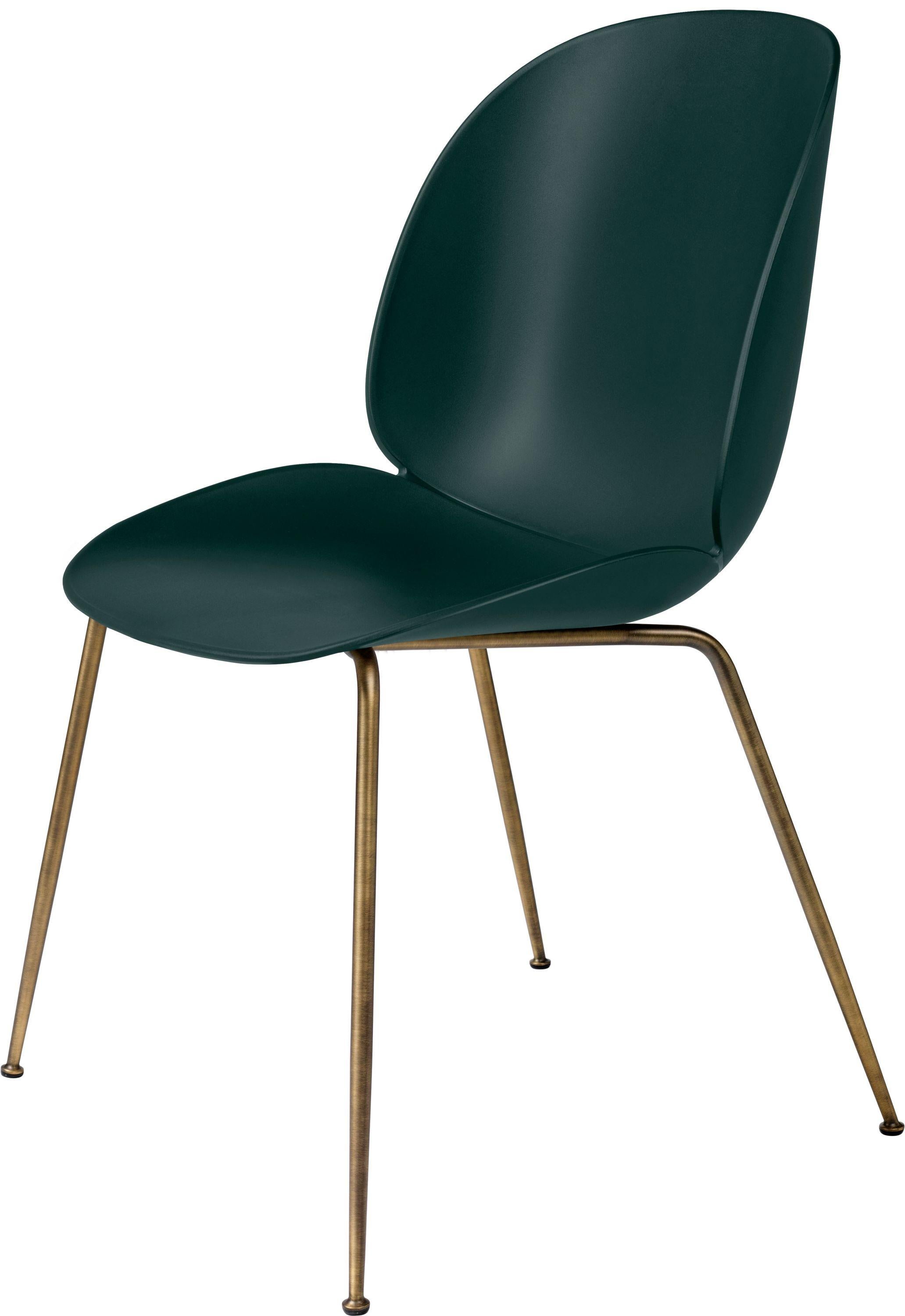 Mid-Century Modern GamFratesi 'Beetle' Dining Chair with Antique Brass Conic Base
