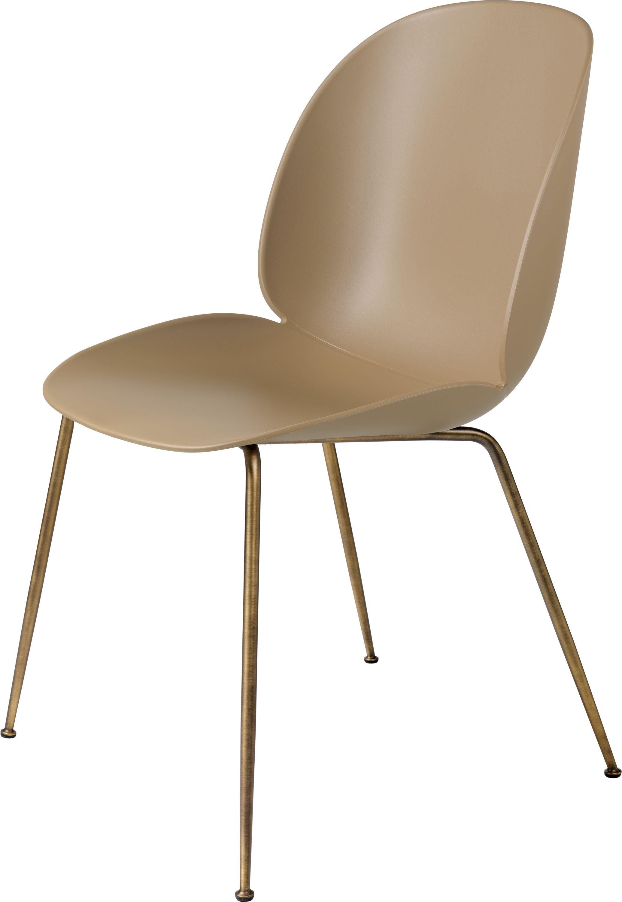 Contemporary GamFratesi 'Beetle' Dining Chair with Antique Brass Conic Base
