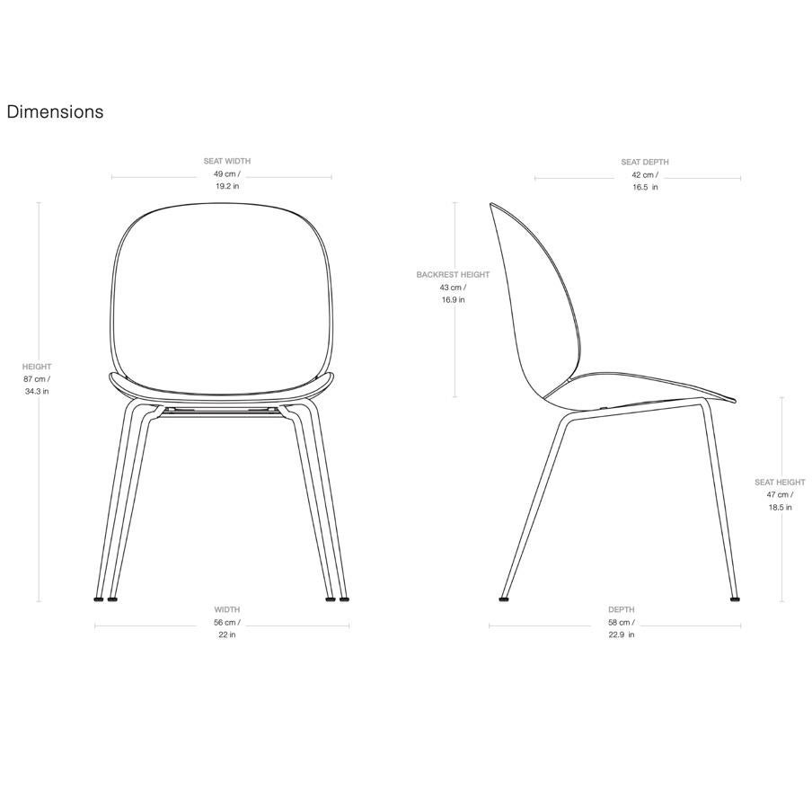 GamFratesi 'Beetle' dining chair with black conic base. Designed by Danish-Italian design-duo GamFratesi in 2013. The Beetle chair’s durable outer shell is a continuous curved form reminiscent of the strong and graceful contours of the insect that