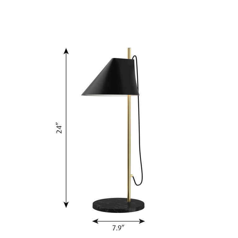 Gamfratesi black brass and marble 'Yuh' table lamp for Louis Poulsen. Designed by Stine Gam and Enrico Fratesi, the Yuh reflects Louis Poulsen’s philosophy of designing to shape light. Inspired by the Classic virtues of Danish Modernism, Poul