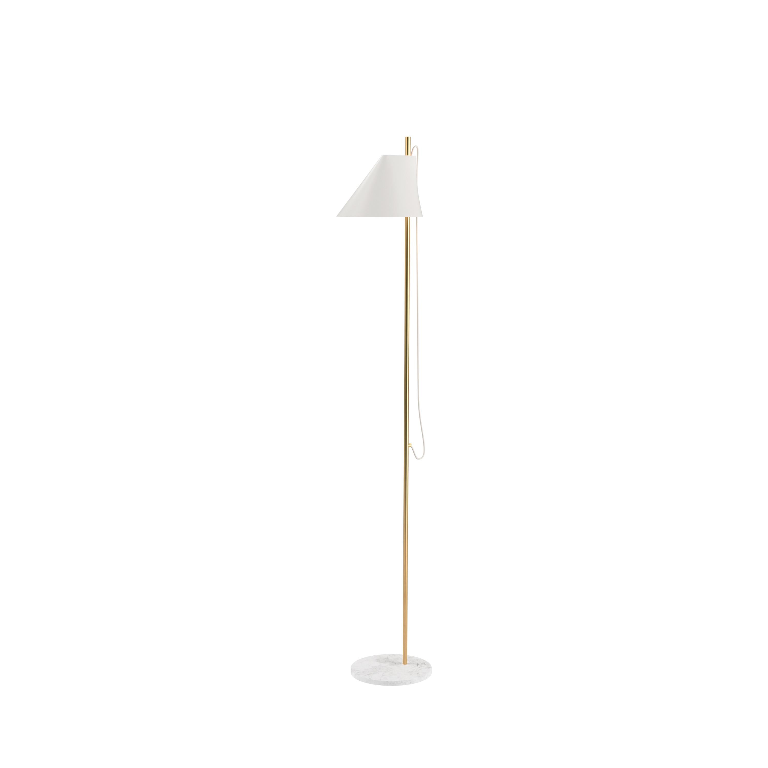 GamFratesi black 'YUH' brass and marble floor lamp for Louis Poulsen. Designed by Stine Gam and Enrico Fratesi, the YUH reflects Louis Poulsen’s philosophy of designing to shape light. Inspired by the Classic virtues of Danish Modernism, Poul