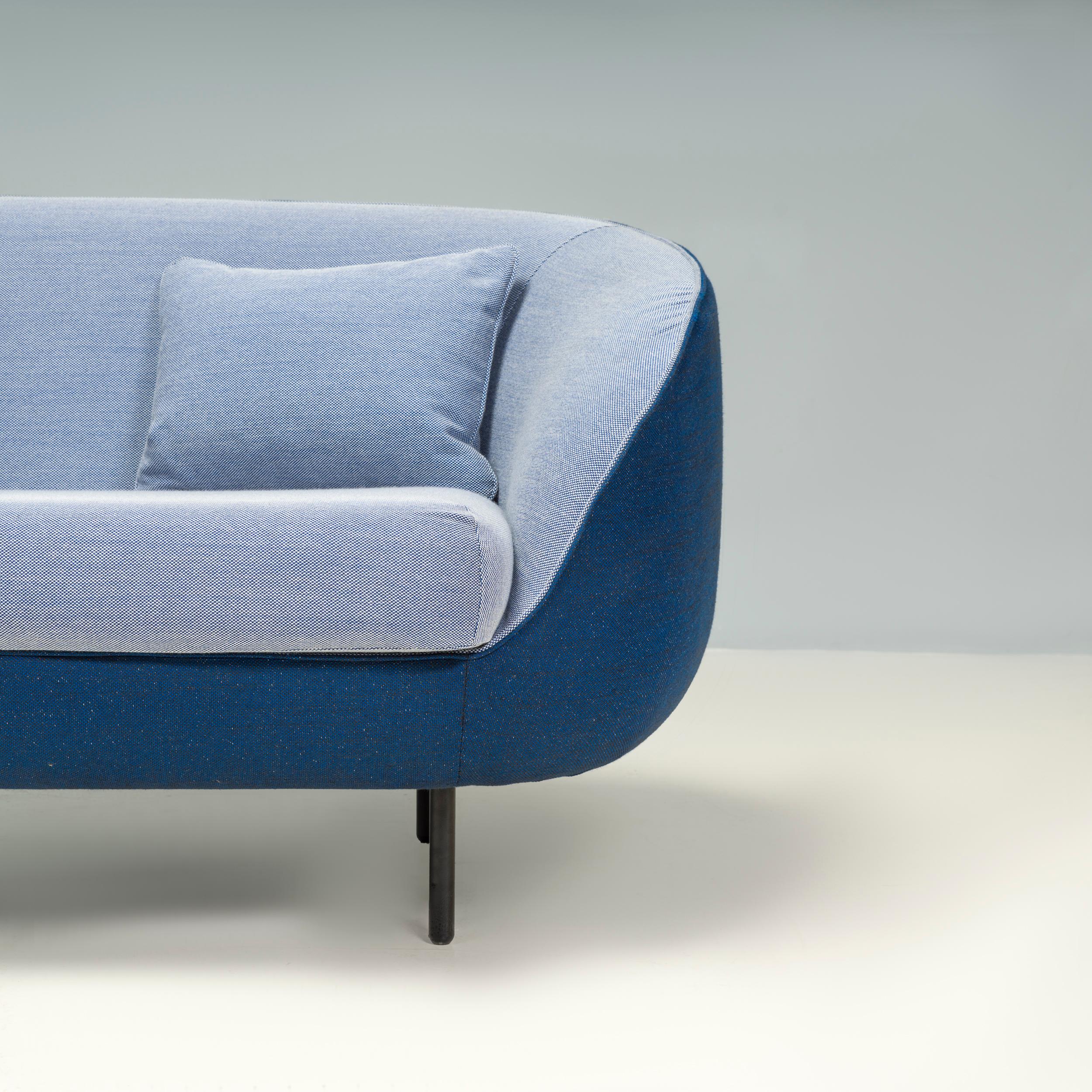 Fredericia by GamFratesi Two Tone Blue Fabric Haiku 2 Seater Sofa, 2018 In Good Condition For Sale In London, GB