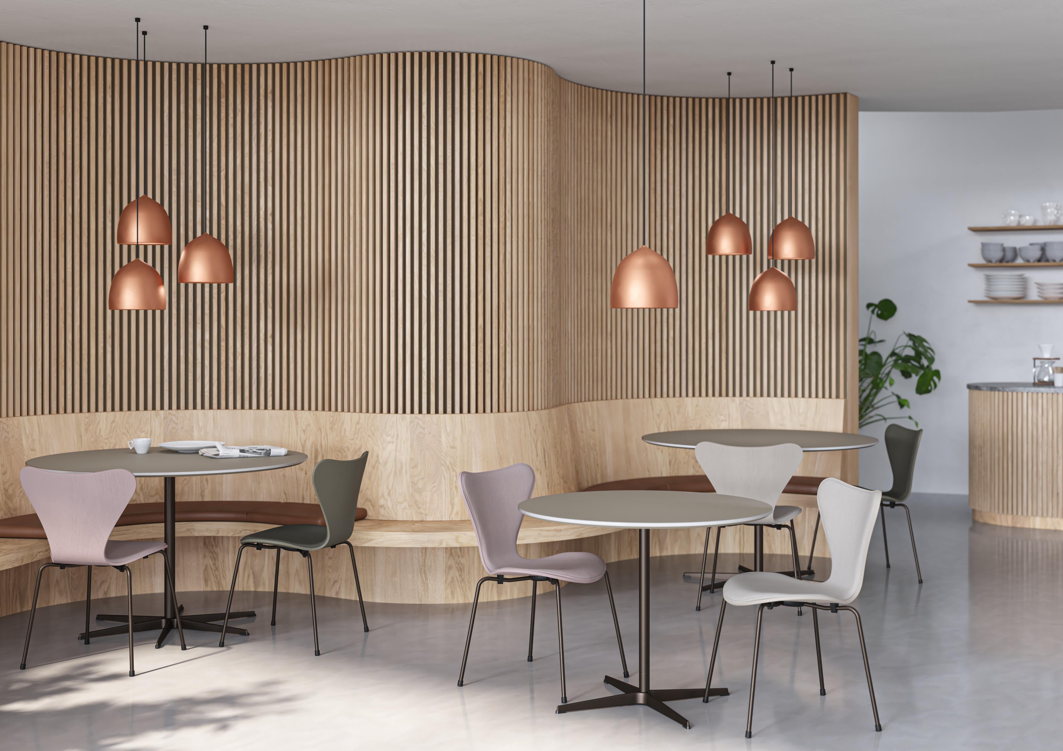 GamFratesi 'Suspence P1' Pendant Lamp for Fritz Hansen in Copper.

Established in 1872, Fritz Hansen has become synonymous with legendary Danish design. Combining timeless craftsmanship with an emphasis on sustainability, the brand’s re-editions of