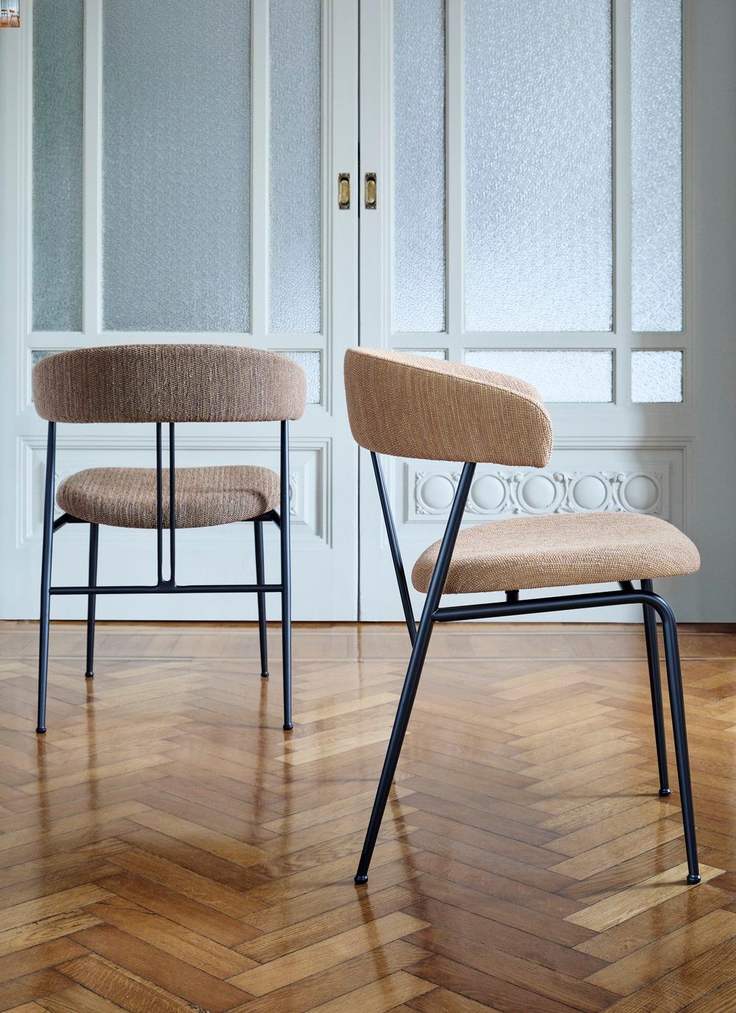 Steel GamFratesi Violin Dining Chair Dedar Karakorum 001 for GUBI For Sale