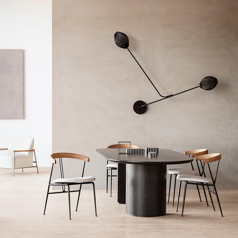 GamFratesi Violin Dining Chair Walnut Dedar Karakorum 001 for GUBI In New Condition For Sale In New York, NY