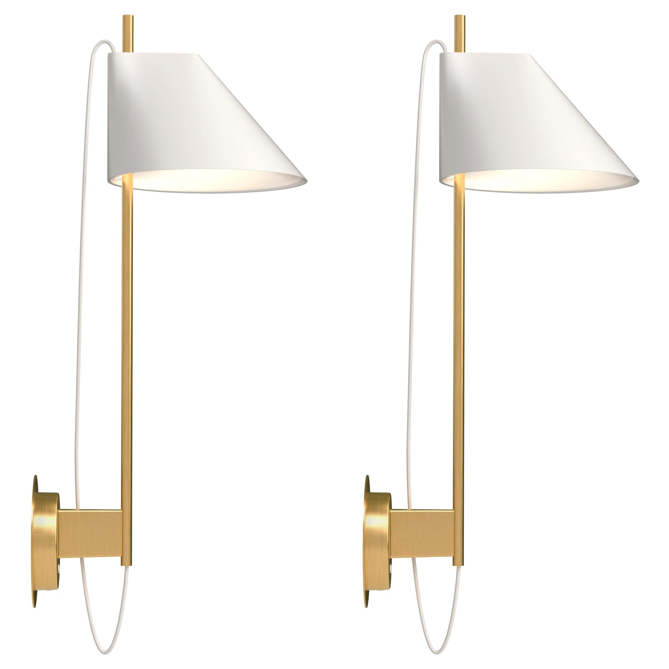 Gamfratesi White and Brass 'Yuh' Wall Light for Louis Poulsen For Sale