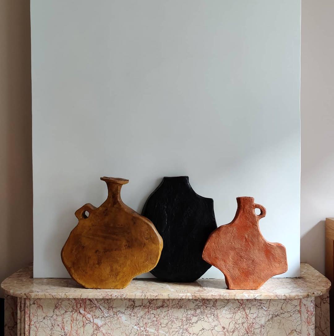 Contemporary Organic Shape, Plain Earthy Brown Ceramic Large Vase by Willem Van Hooff For Sale