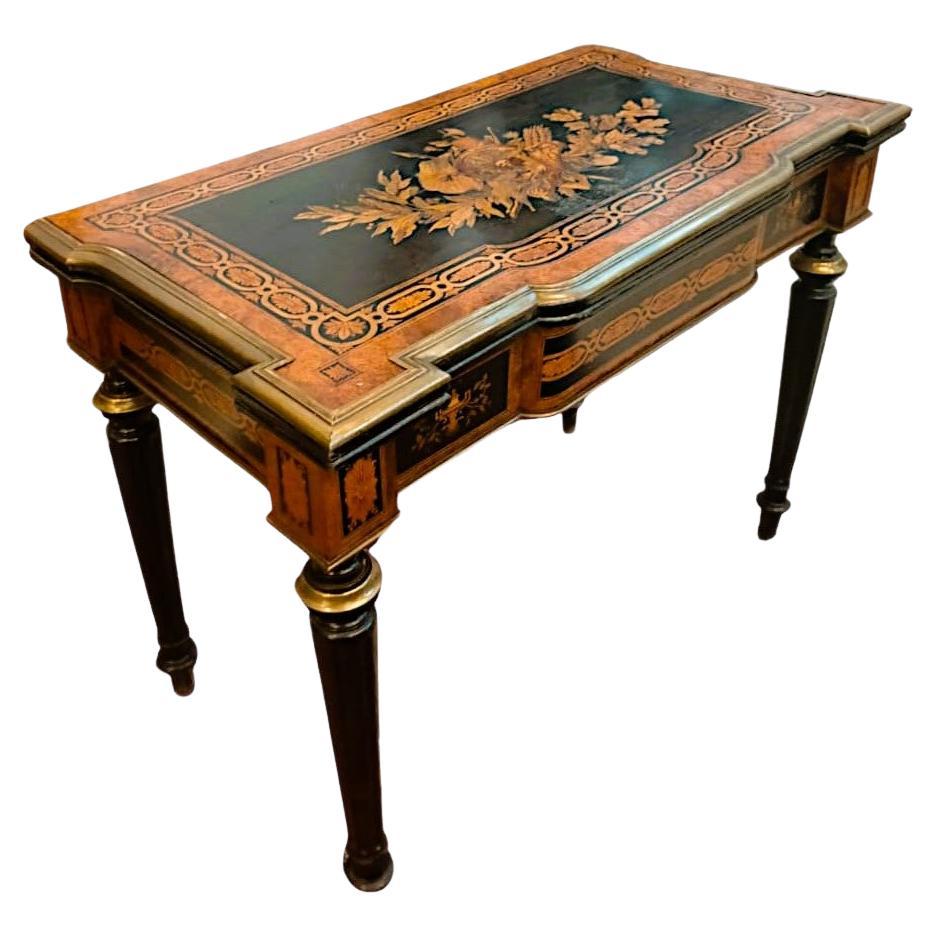 Gaming table from 1810 with exquisite inlays - Italy  For Sale