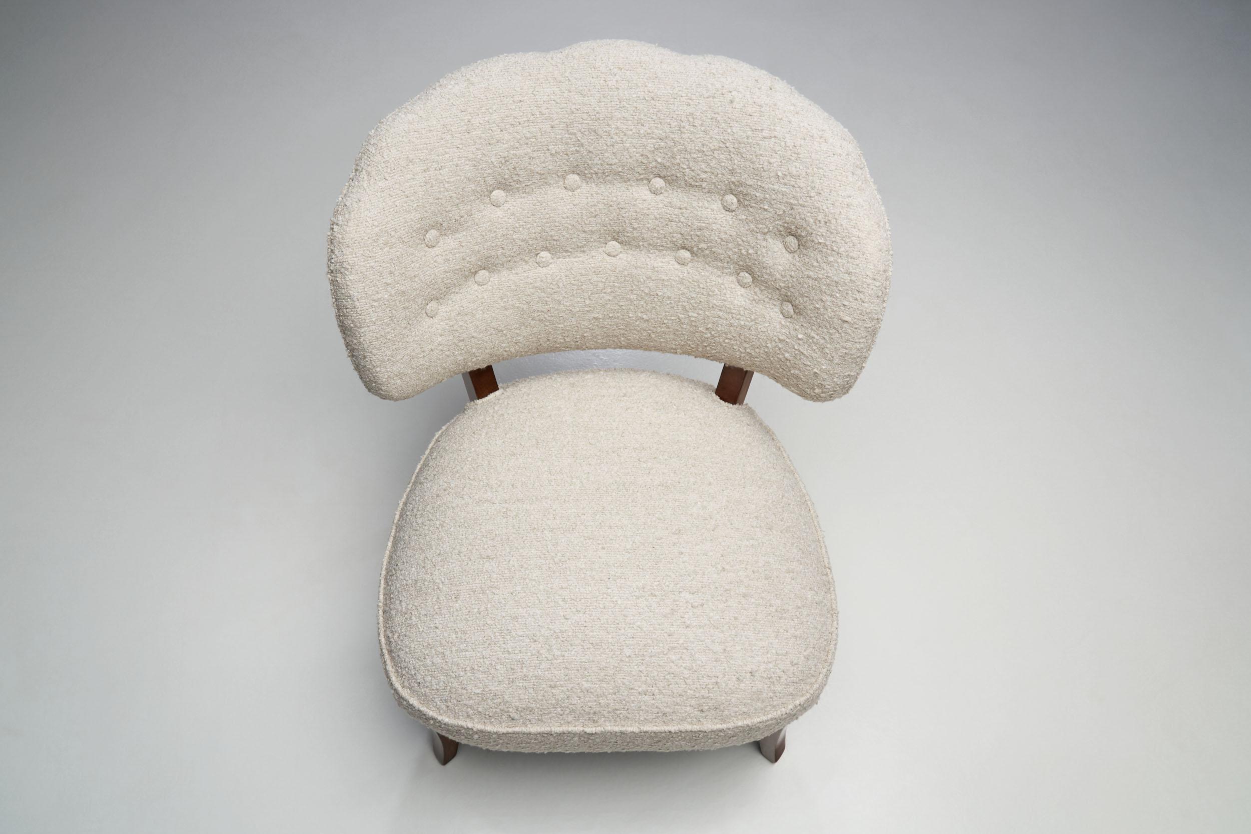 Bouclé “Gamla Berlin” Easy Chair by Carl Malmsten, Sweden, 1940s