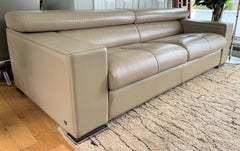 Gamma Arredamenti Beige Leather Sofa with Individual Headrest Mechanisms