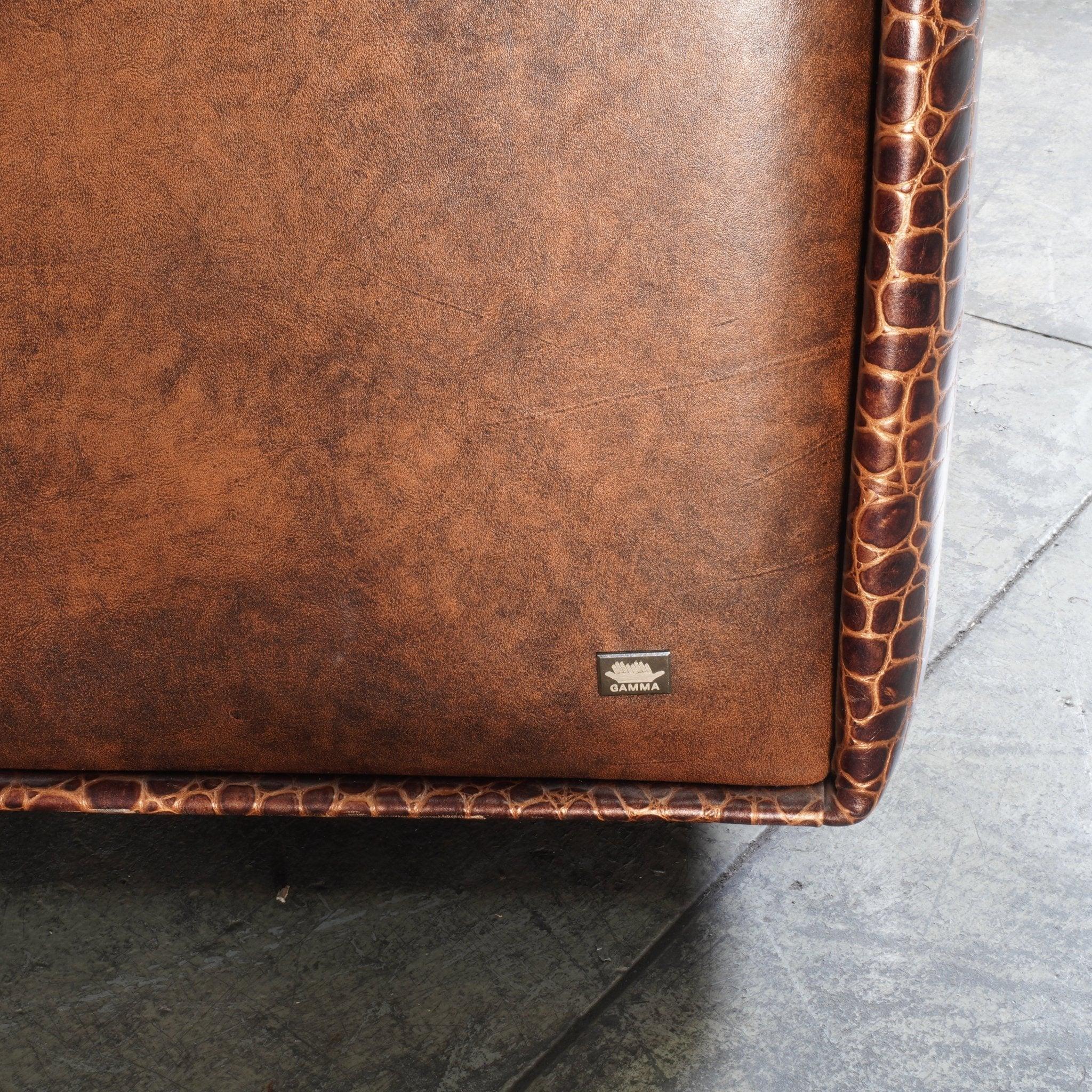 Gamma Arredamenti Brown Crocodile Leather Kelly Armchair 4