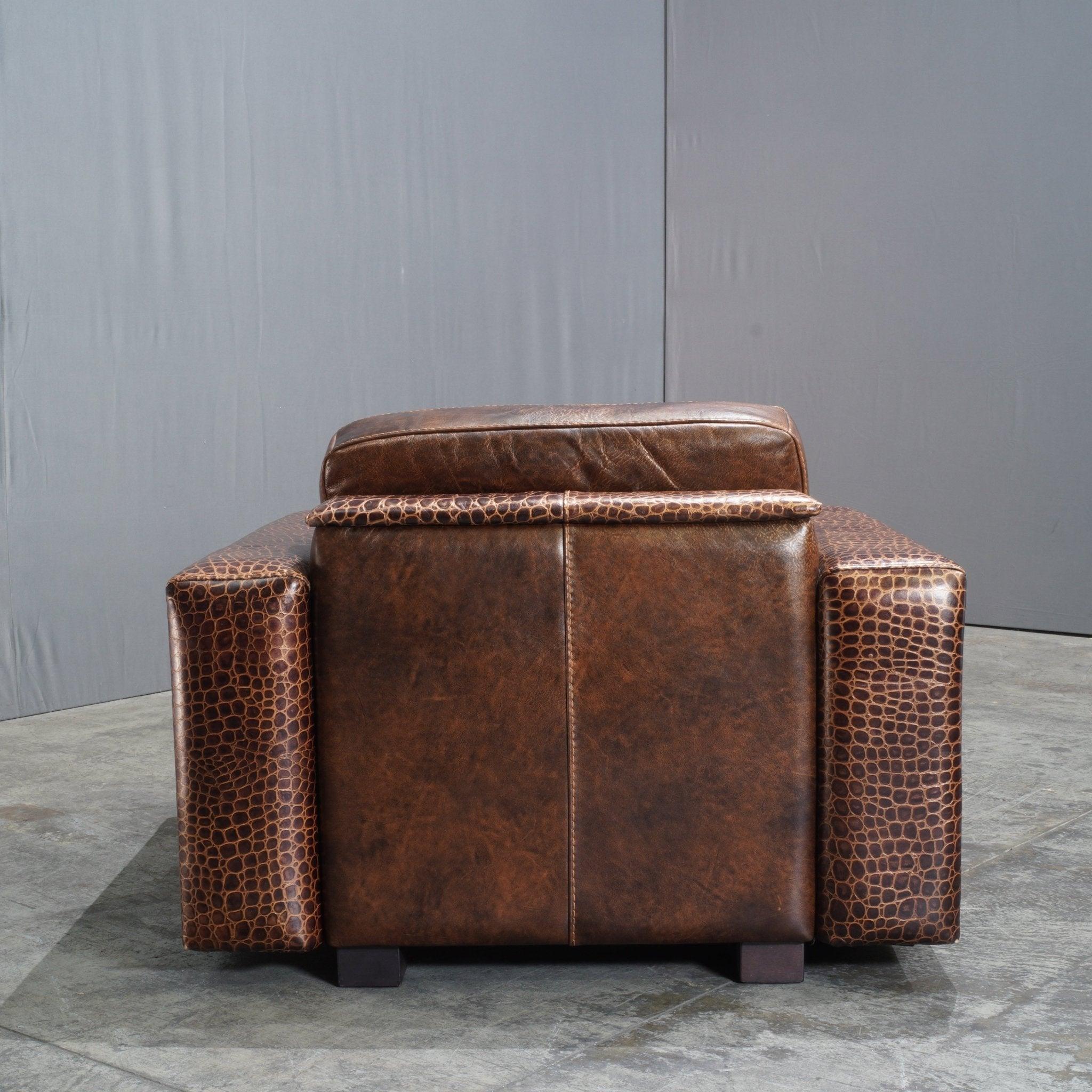 Contemporary Gamma Arredamenti Brown Crocodile Leather Kelly Armchair