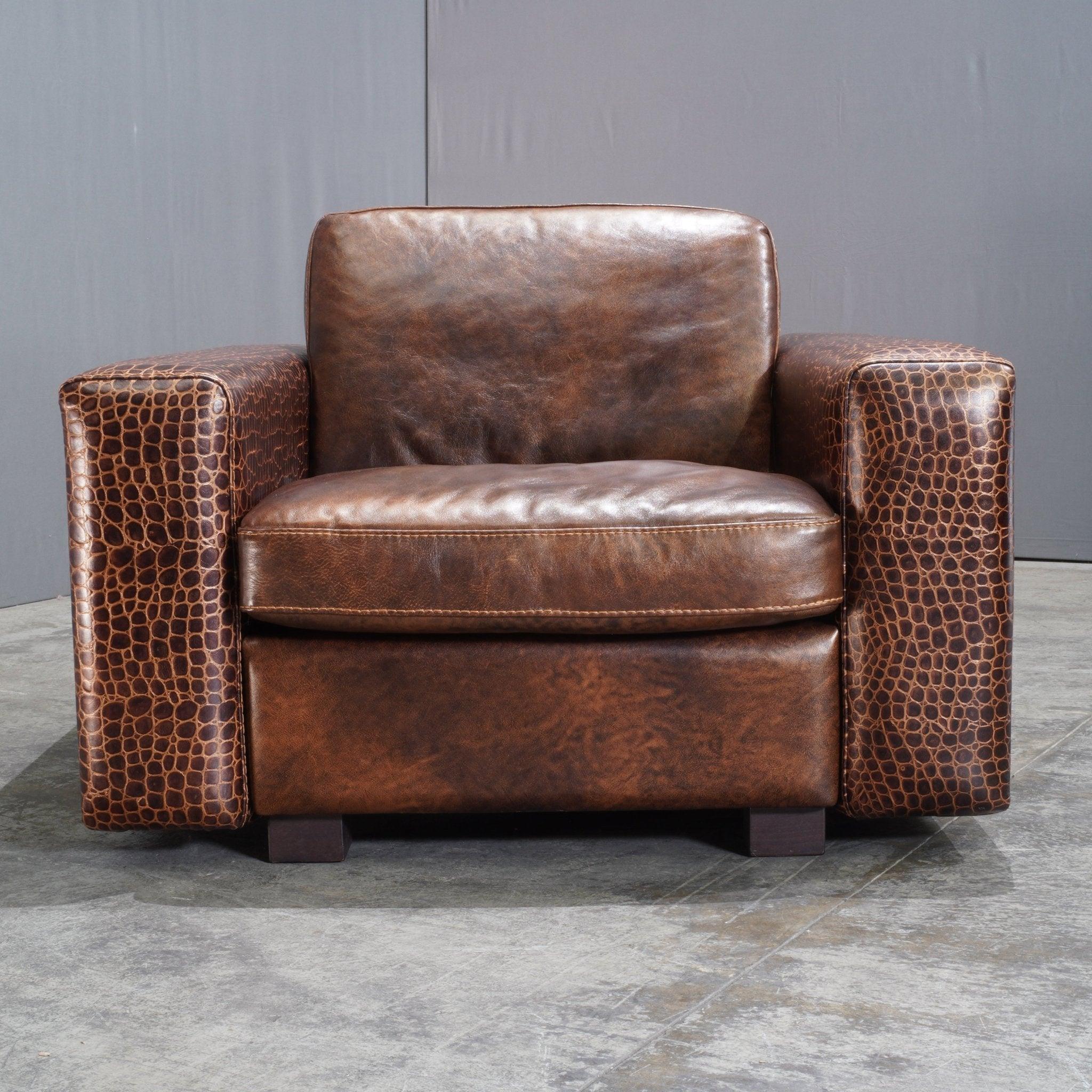 Gamma Arredamenti Brown Crocodile Leather Kelly Armchair 2