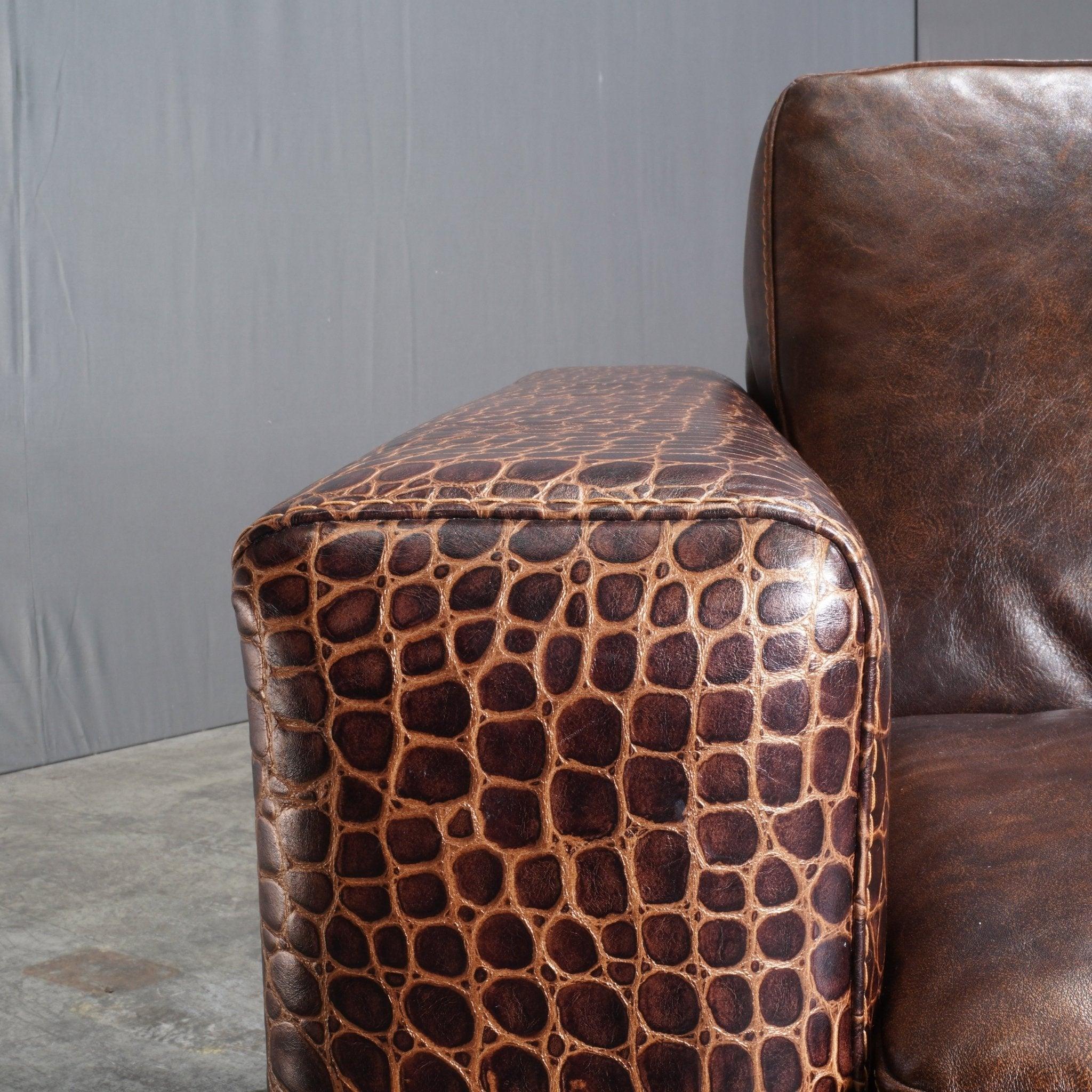 Gamma Arredamenti Brown Crocodile Leather Kelly Armchair 3