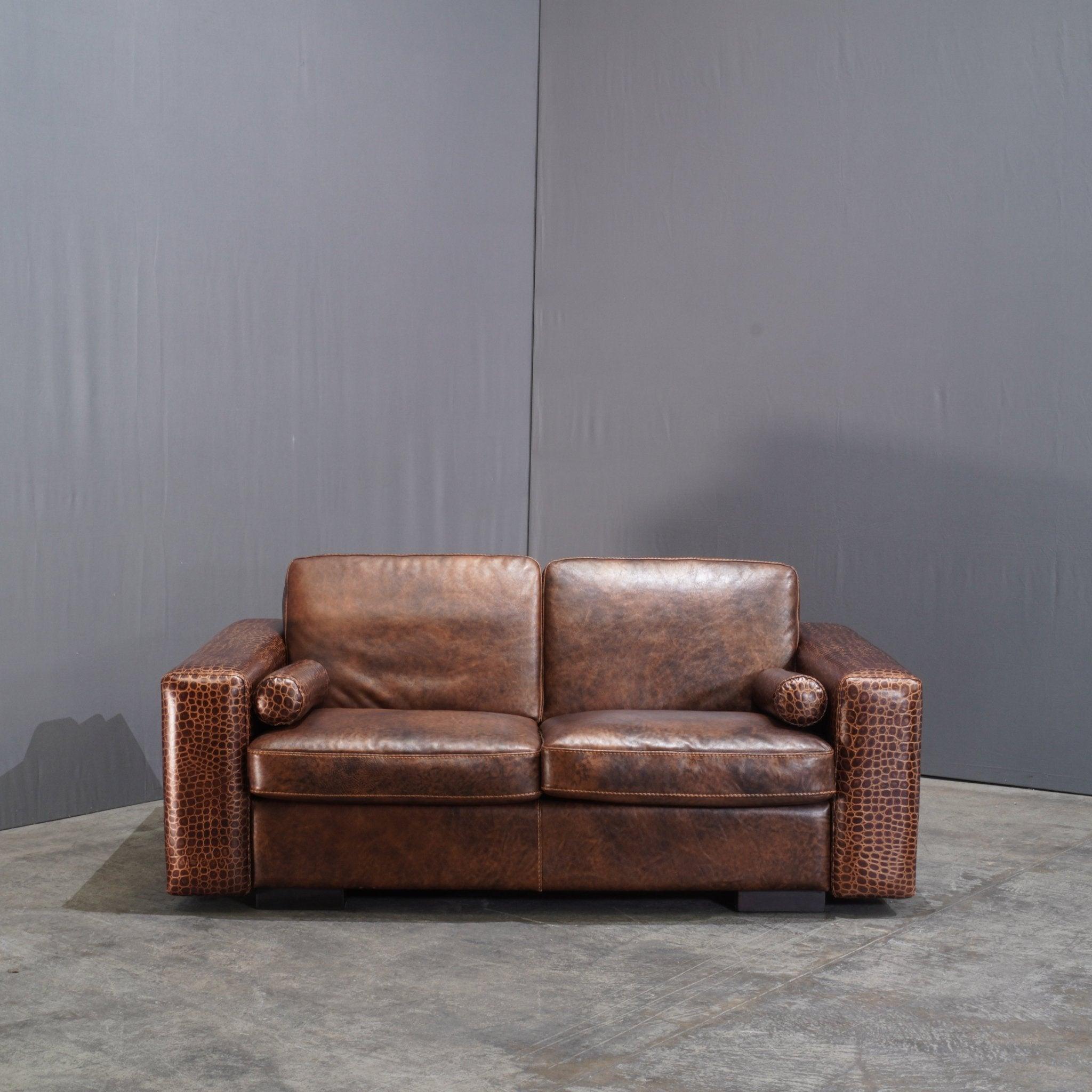 Modern Gamma Arredamenti Crocodile Leather 2 Seater Kelly Sofa