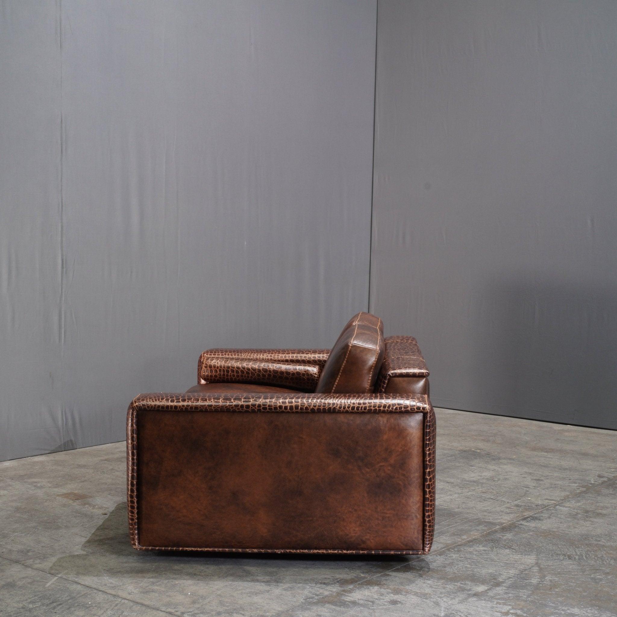 Contemporary Gamma Arredamenti Crocodile Leather 2 Seater Kelly Sofa