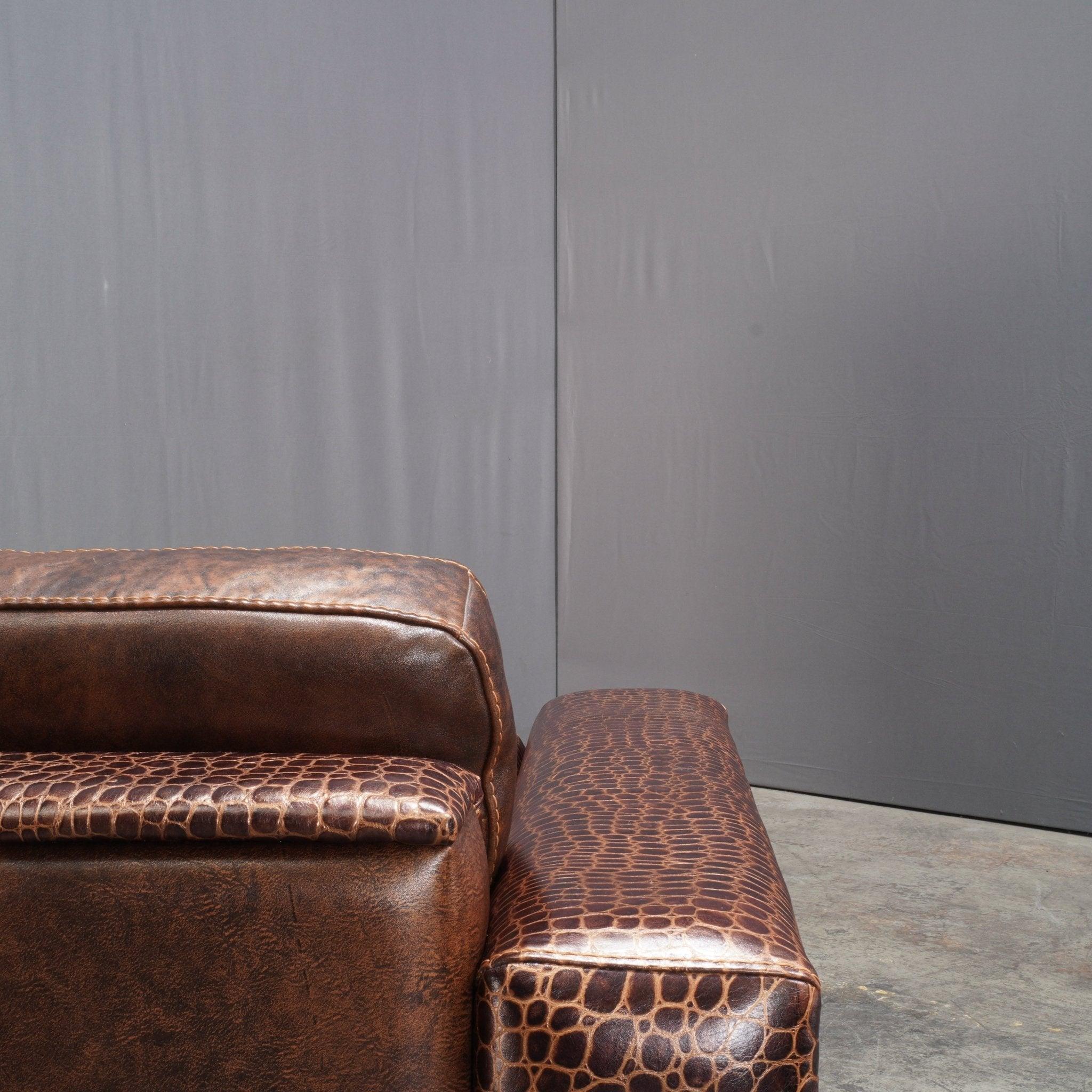 Gamma Arredamenti Crocodile Leather 2 Seater Kelly Sofa 2