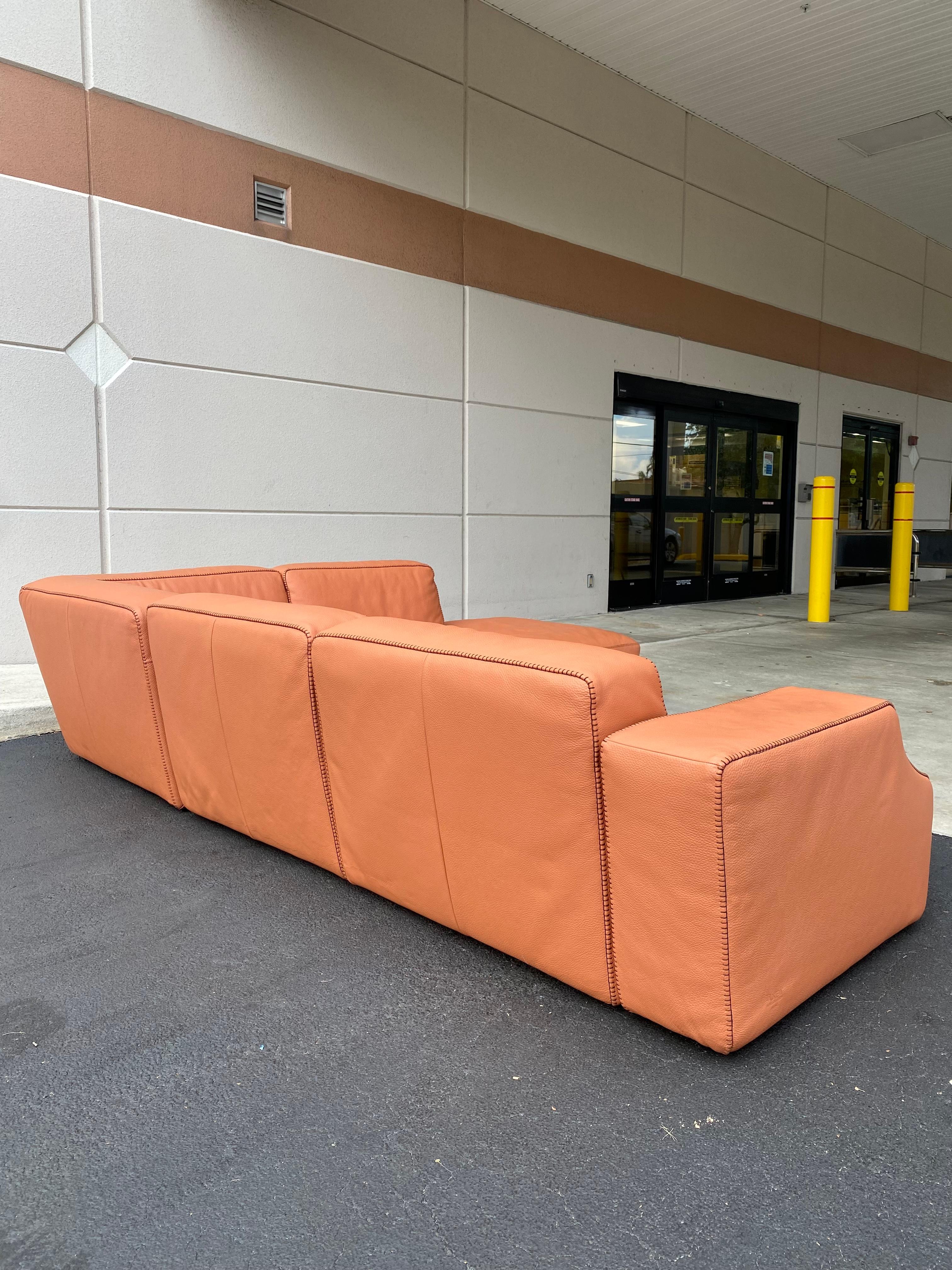 Gamma Arredamenti Dandy Collection Pumpkin Orange Cloud Leather Sectional In Excellent Condition For Sale In Fort Lauderdale, FL