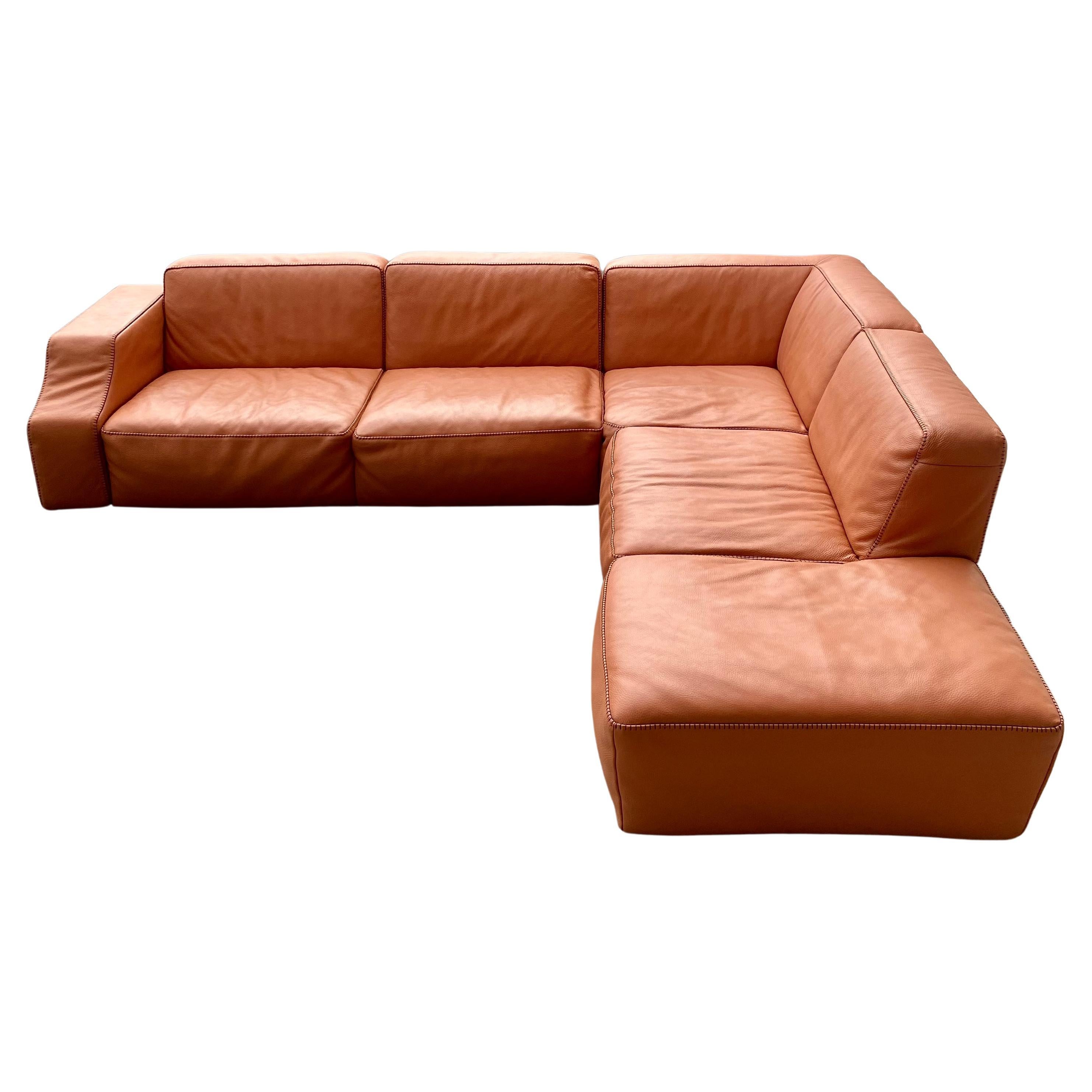 Gamma Arredamenti Dandy Collection Pumpkin Orange Cloud Leather Sectional  For Sale at 1stDibs