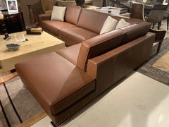 Gamma Arredamenti Italian Modern Bond Leather Sectional in Cognac Color