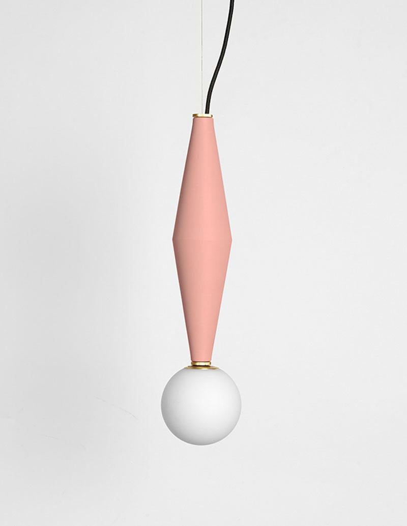 Gamma B lamp by Mason editions.
Dimensions: 12 × 12 × 37 cm.
Materials: aluminium and blown opal white glass.
Colours: pink, burgundy, light grey, sage green, petrol green, black.
All our lamps can be wired according to each country.

Gamma is